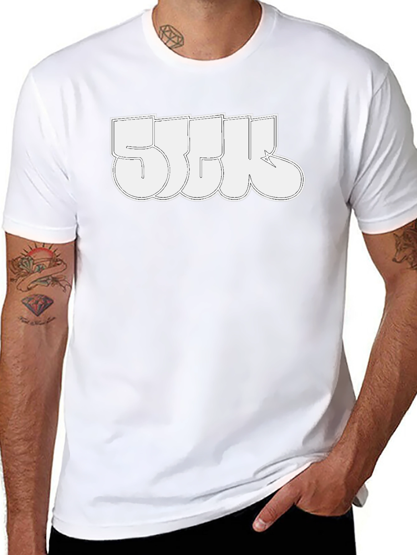 Cool Black T-Shirt with White Graphic Print