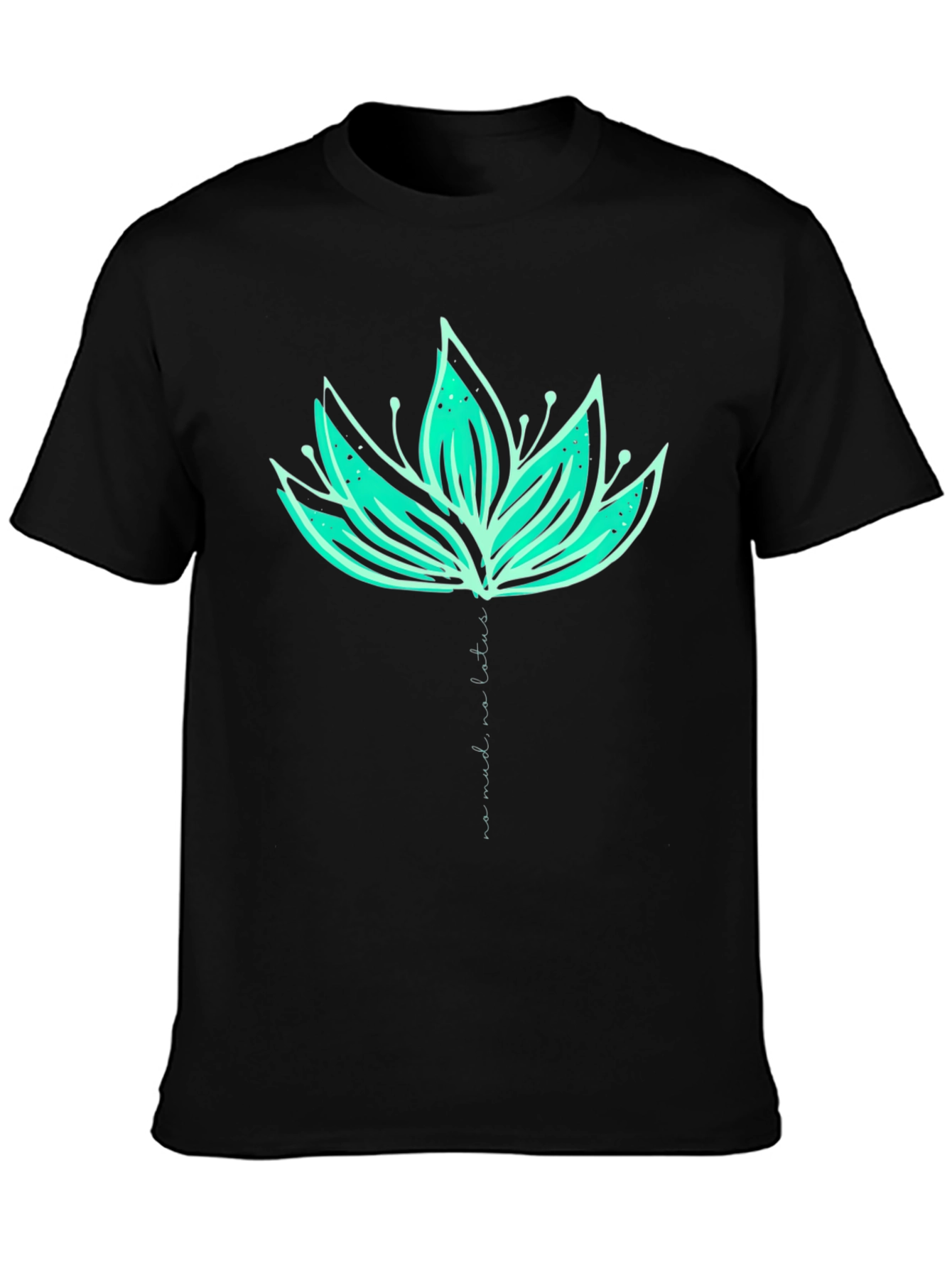 Lotus Flower Graphic Print Tee - Black Cotton Blend