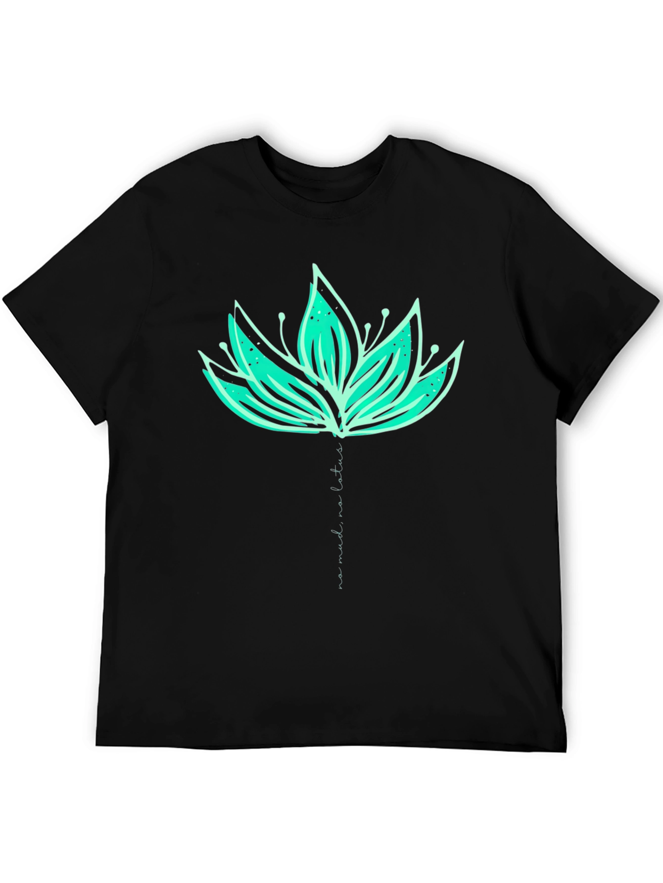 Lotus Flower Graphic Print Tee - Black Cotton Blend