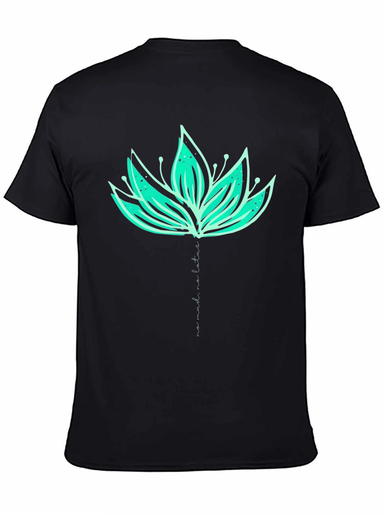 Lotus Flower Graphic Print Tee - Black Cotton Blend
