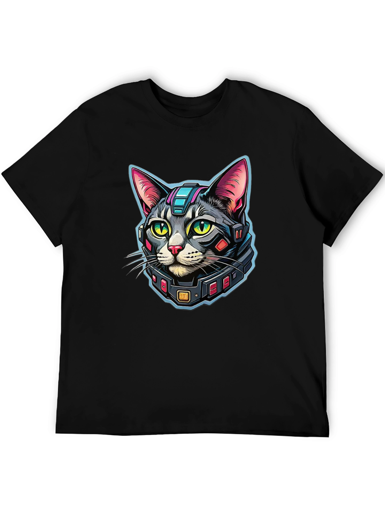 Cyber Cat Graphic T-Shirt - Modern Techwear Style