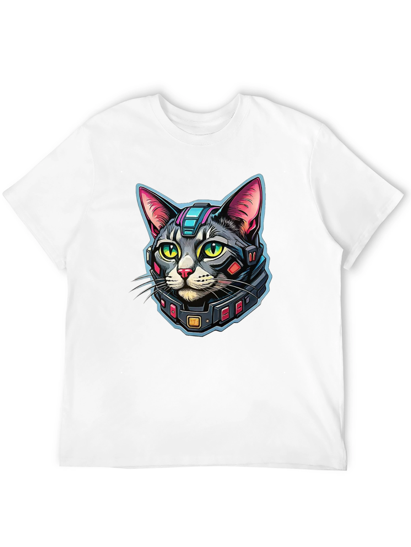 Cyber Cat Graphic T-Shirt - Modern Techwear Style