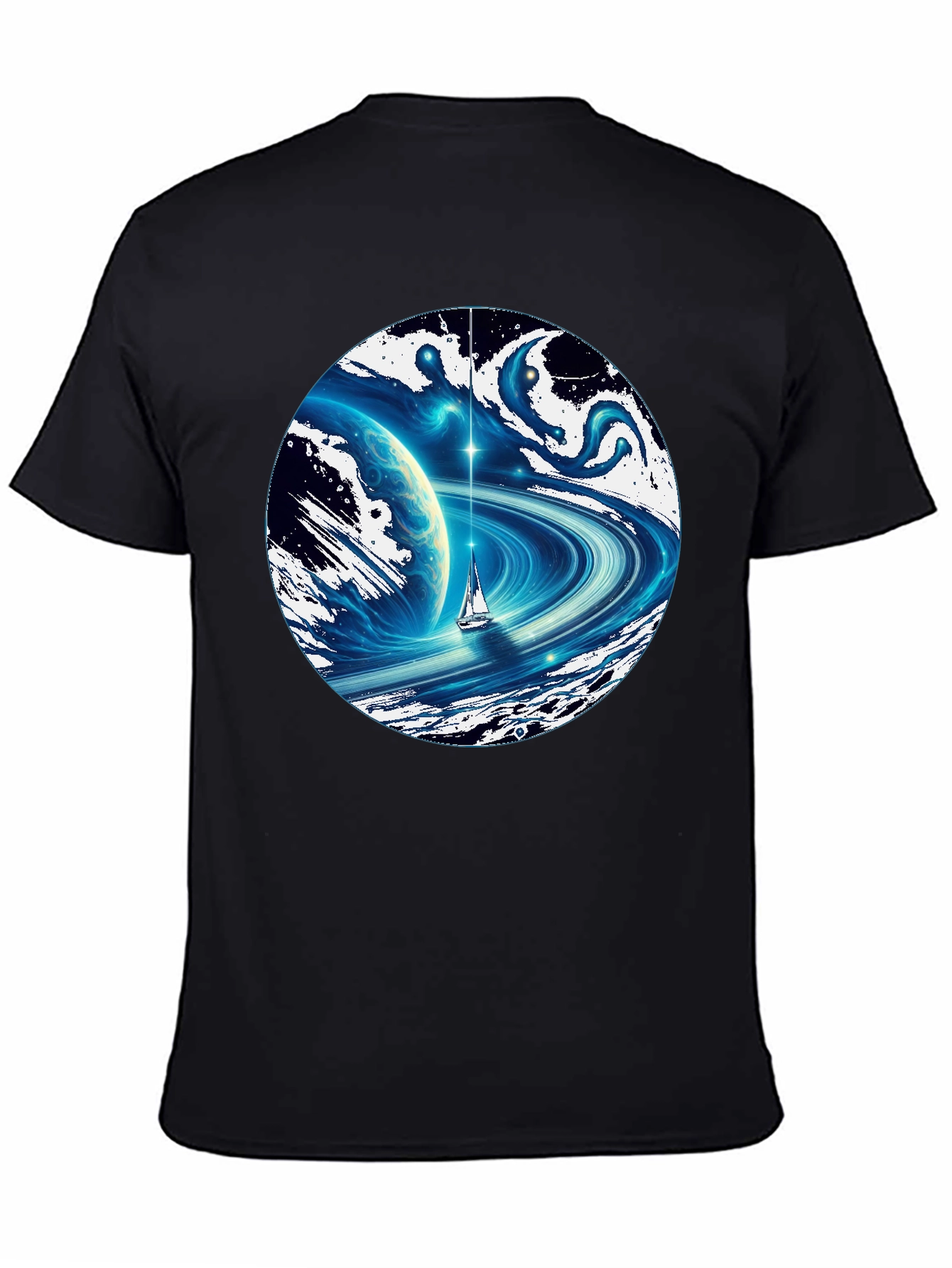 Cosmic Sailboat Graphic T-Shirt