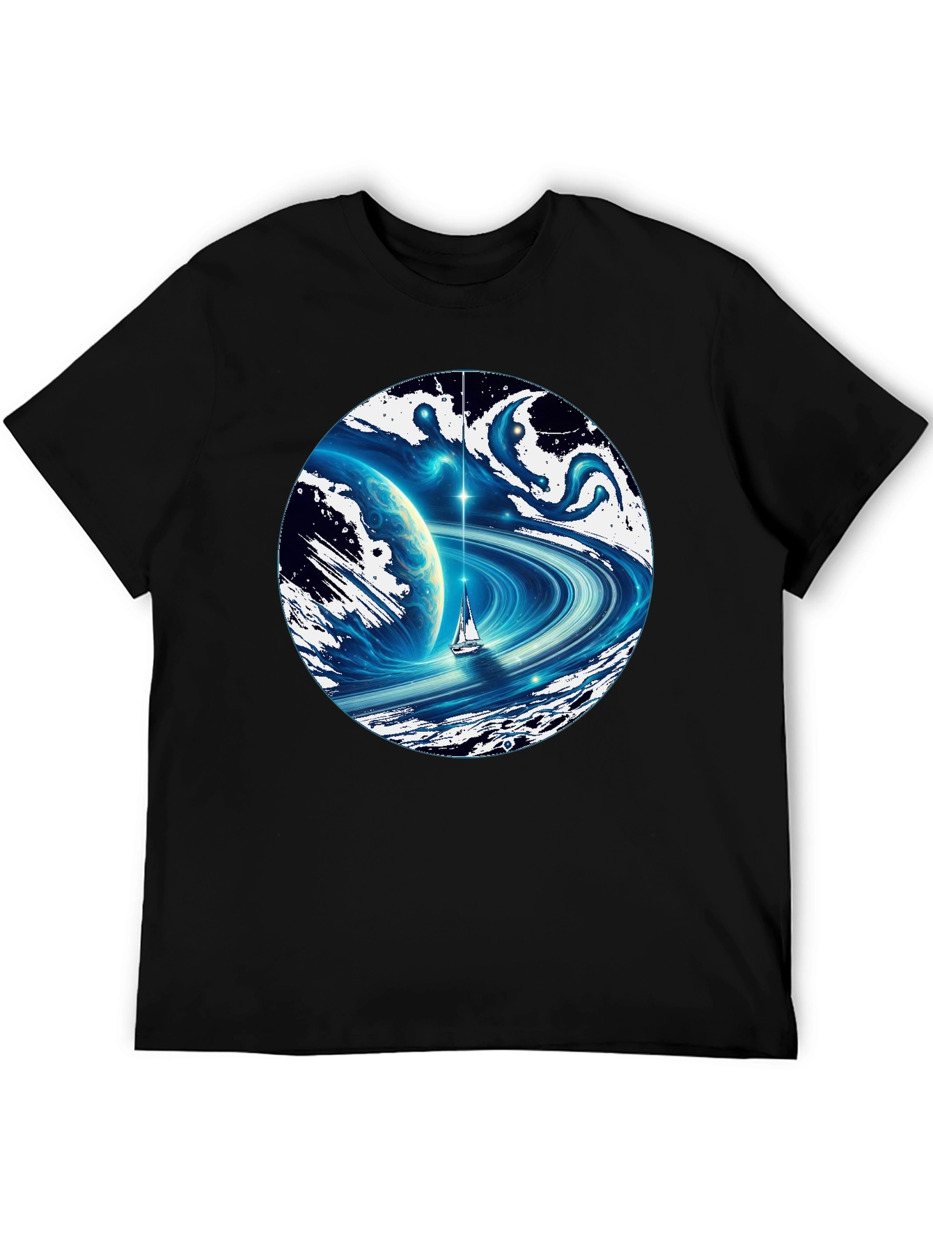 Cosmic Sailboat Graphic T-Shirt