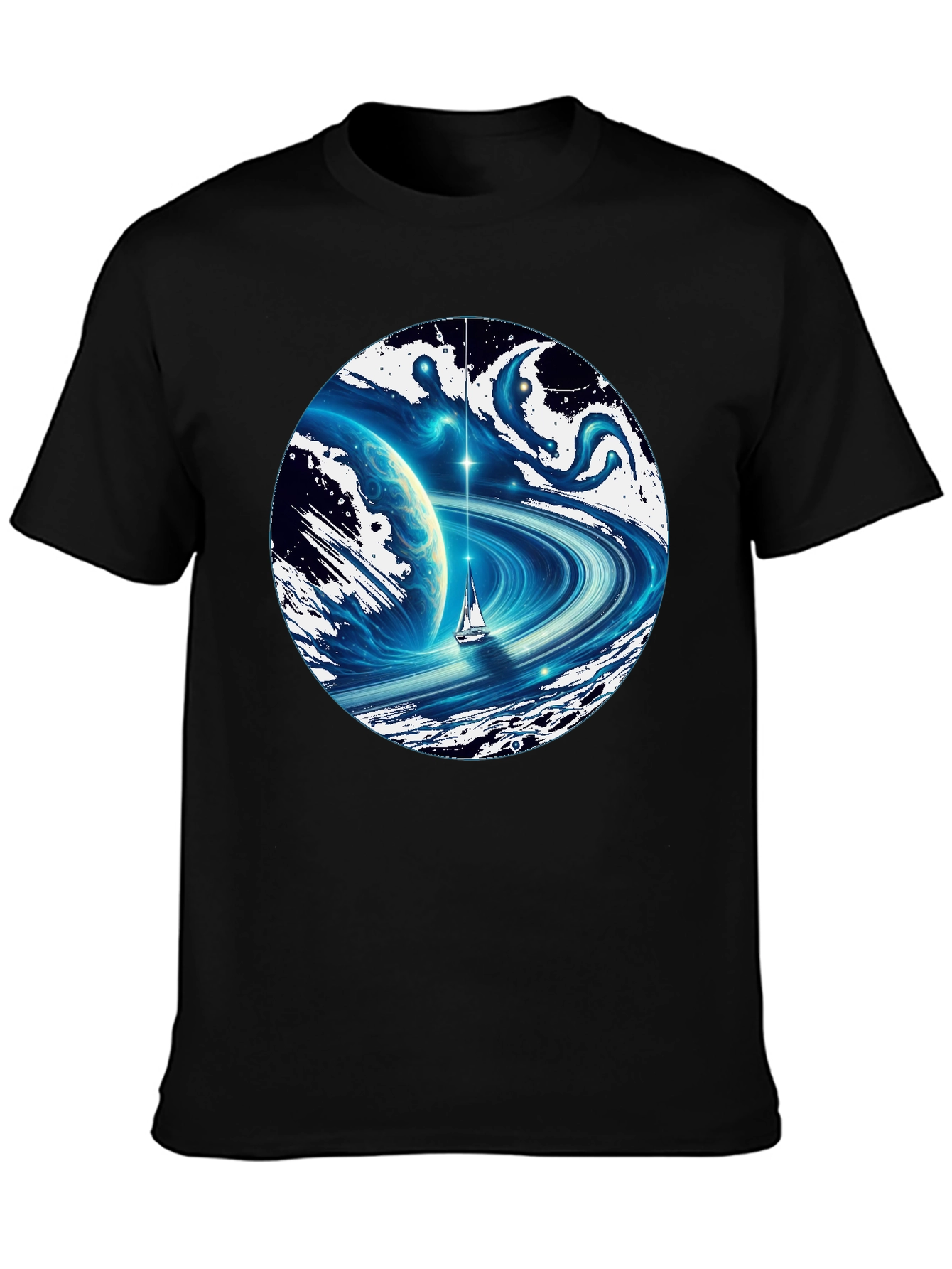 Cosmic Sailboat Graphic T-Shirt