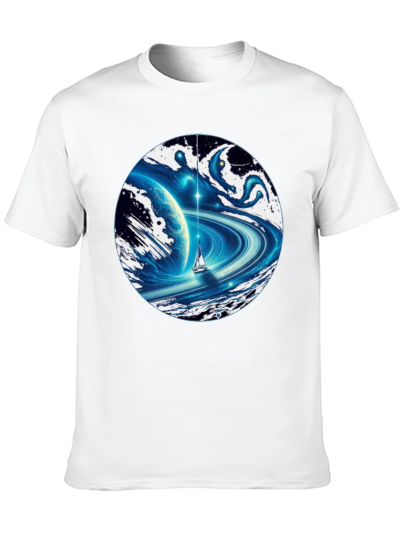 Cosmic Sailboat Graphic T-Shirt