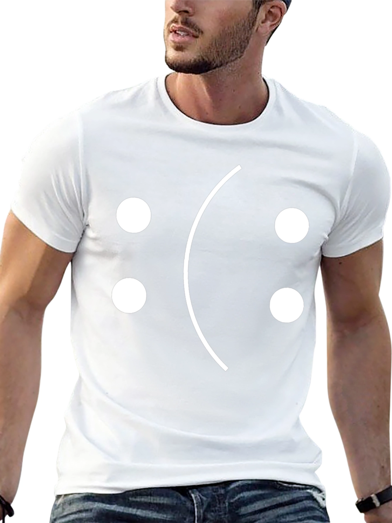 Sad Face Graphic Tee - Black Cotton T-Shirt