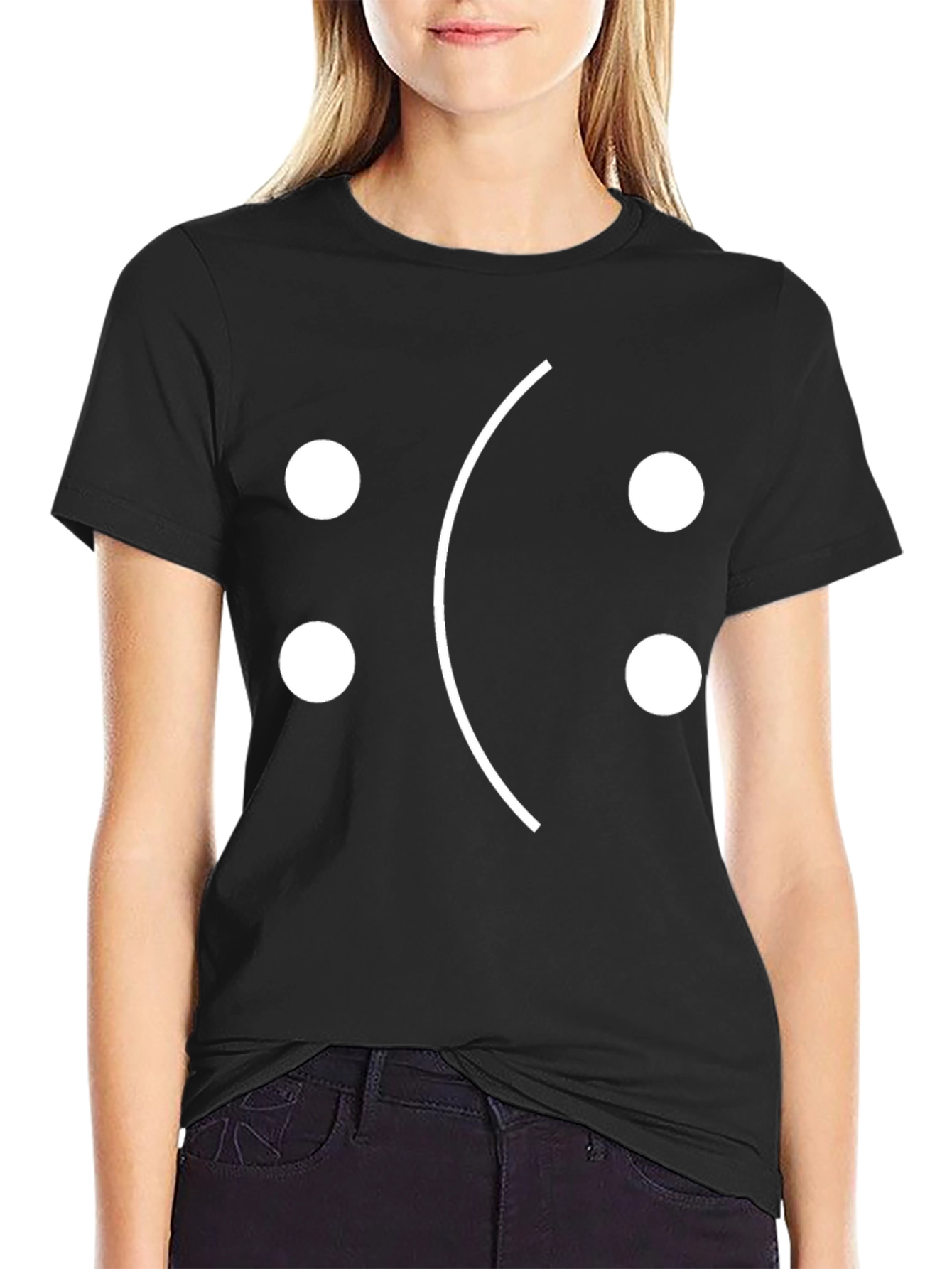 Sad Face Graphic Tee - Black Cotton T-Shirt