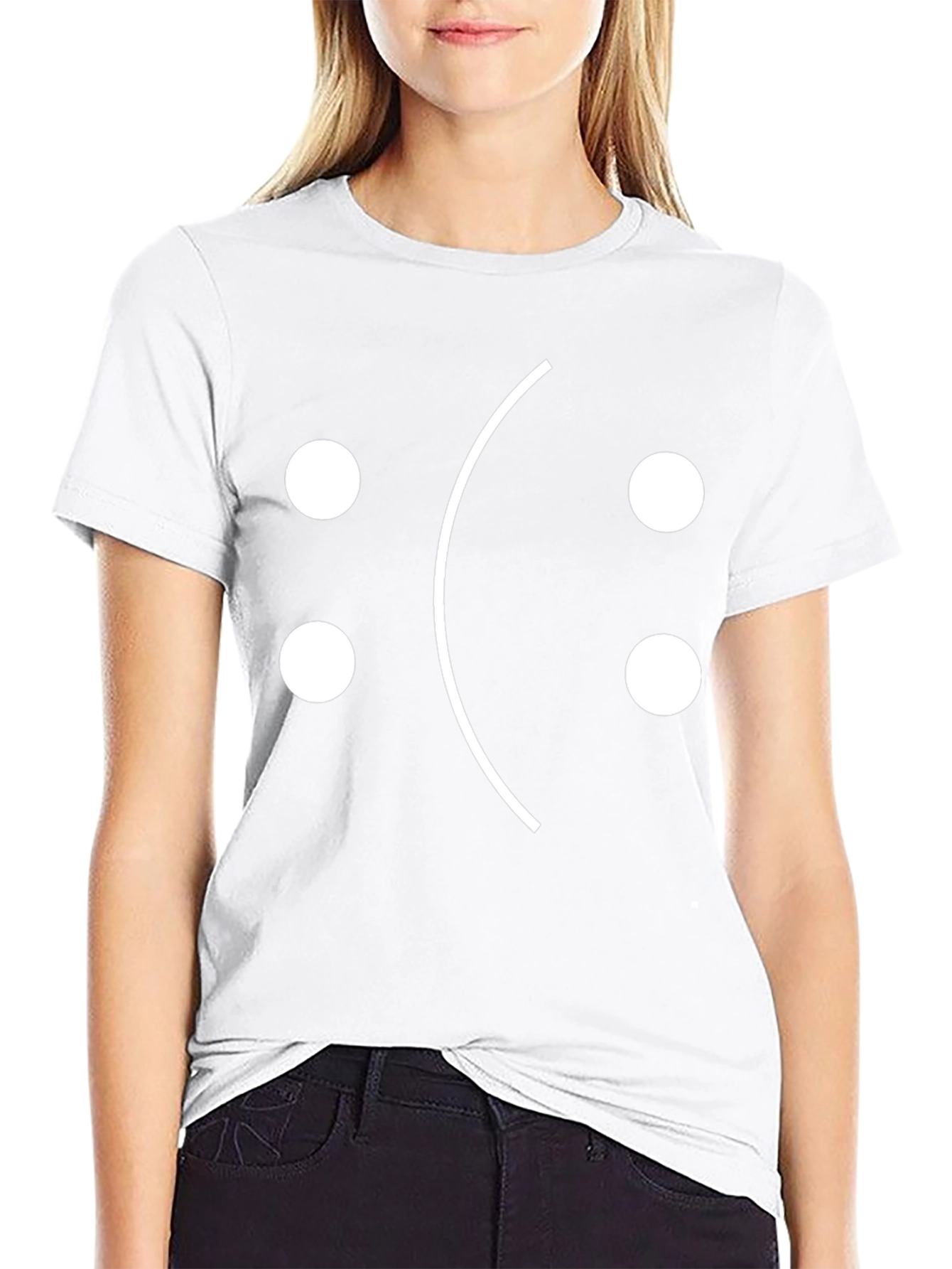 Sad Face Graphic Tee - Black Cotton T-Shirt