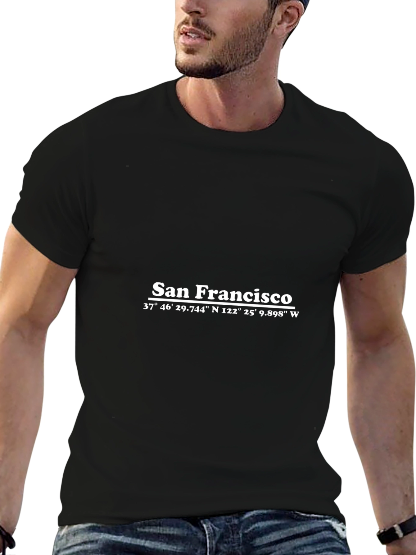 San Francisco Coordinates Black T-Shirt