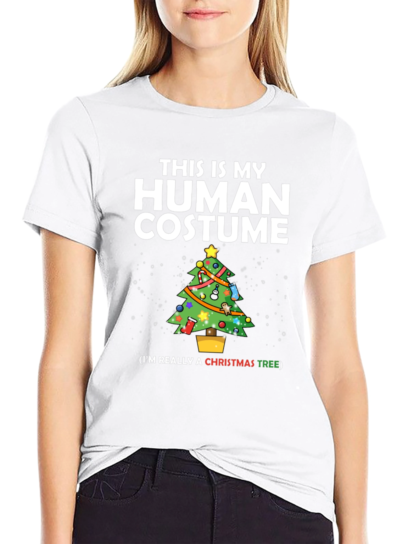 Funny Christmas Tree Human Costume Holiday T-Shirt