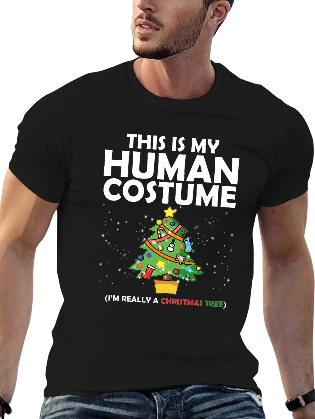 Funny Christmas Tree Human Costume Holiday T-Shirt
