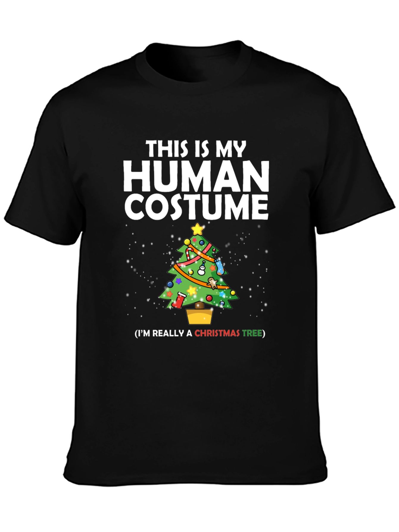 Funny Christmas Tree Human Costume Holiday T-Shirt
