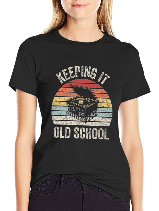 Keeping It Old School Retro Record Player Graphic Tee