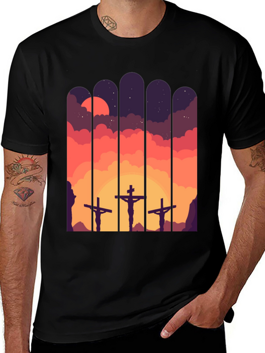 Calvary Cross T-Shirt - Sunset Scene