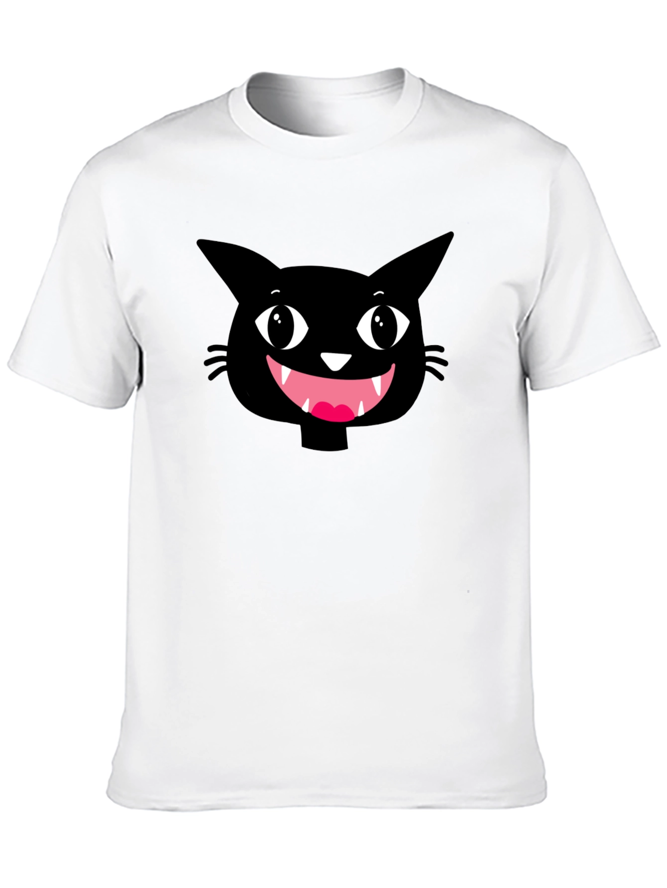 Funny Black Cat Face Graphic T-Shirt
