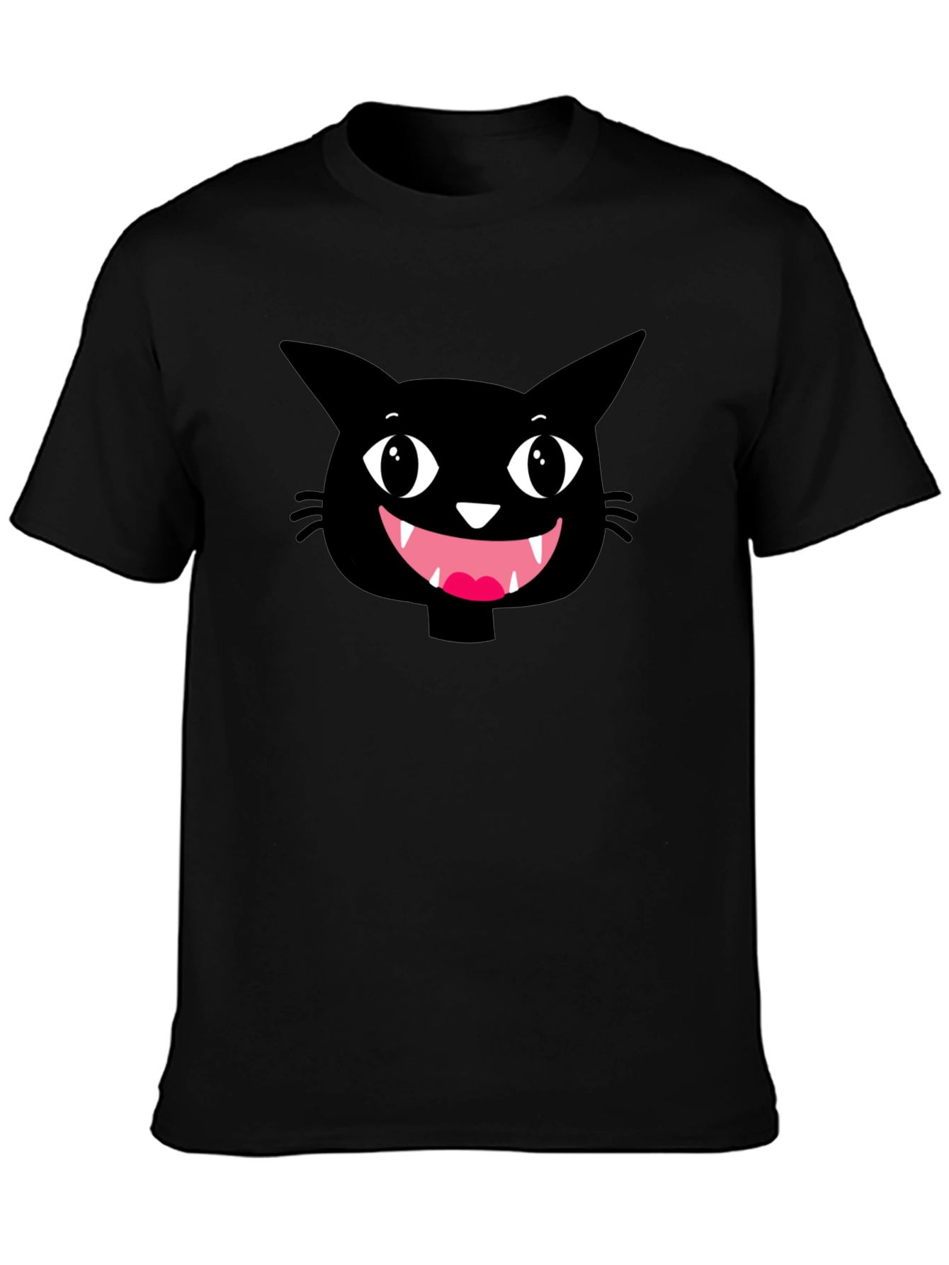 Funny Black Cat Face Graphic T-Shirt