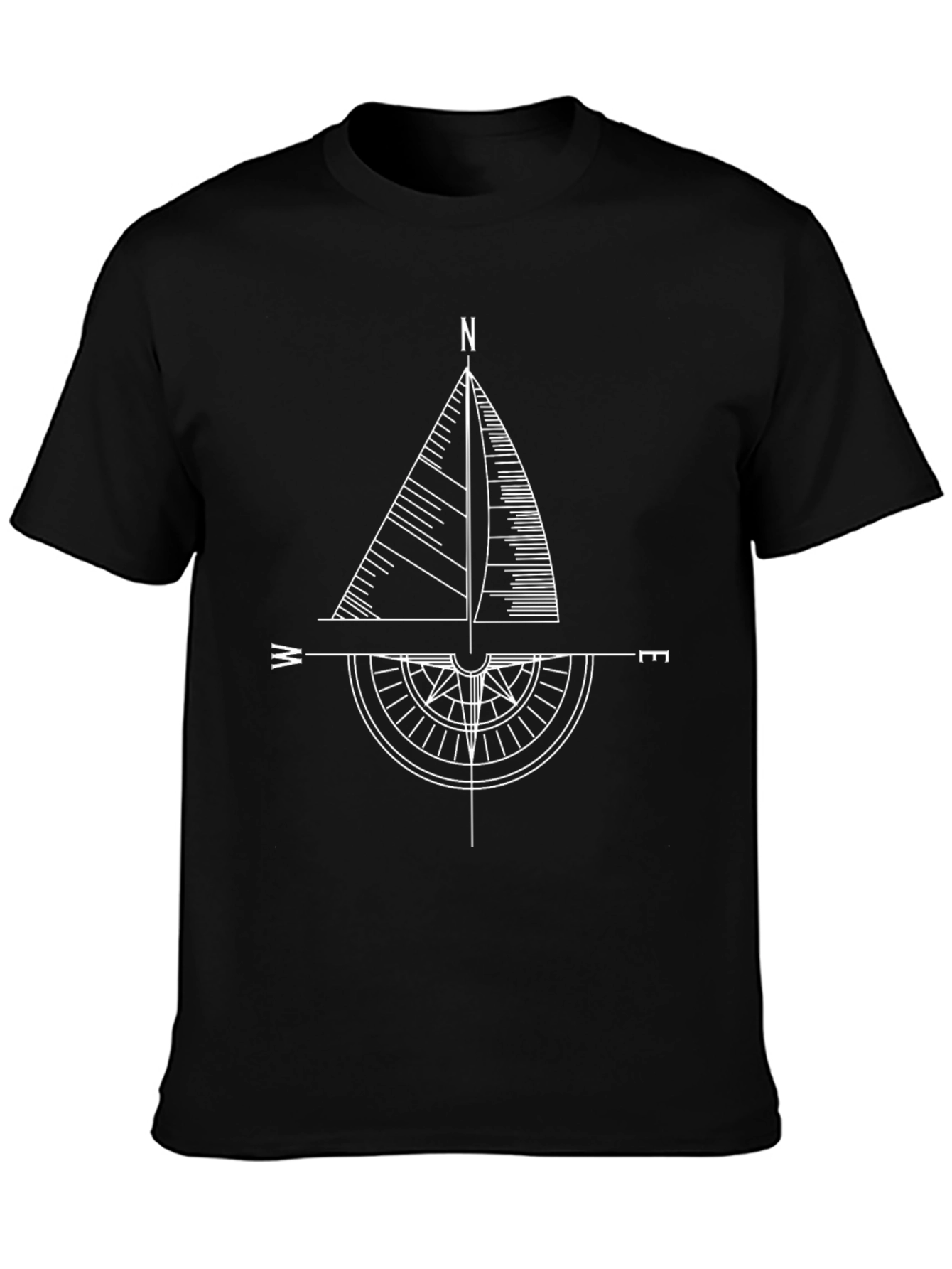 Nautical Compass Graphic Tee - Stylish Mens Black T-Shirt