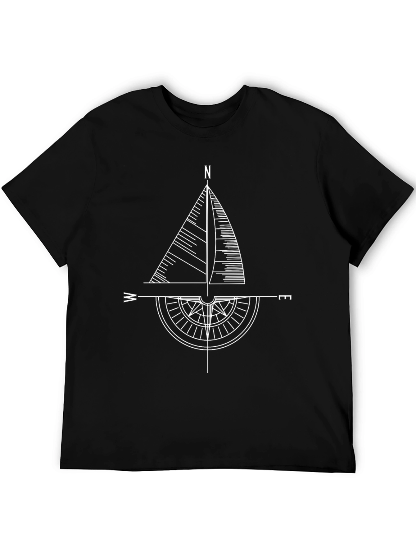 Nautical Compass Graphic Tee - Stylish Mens Black T-Shirt