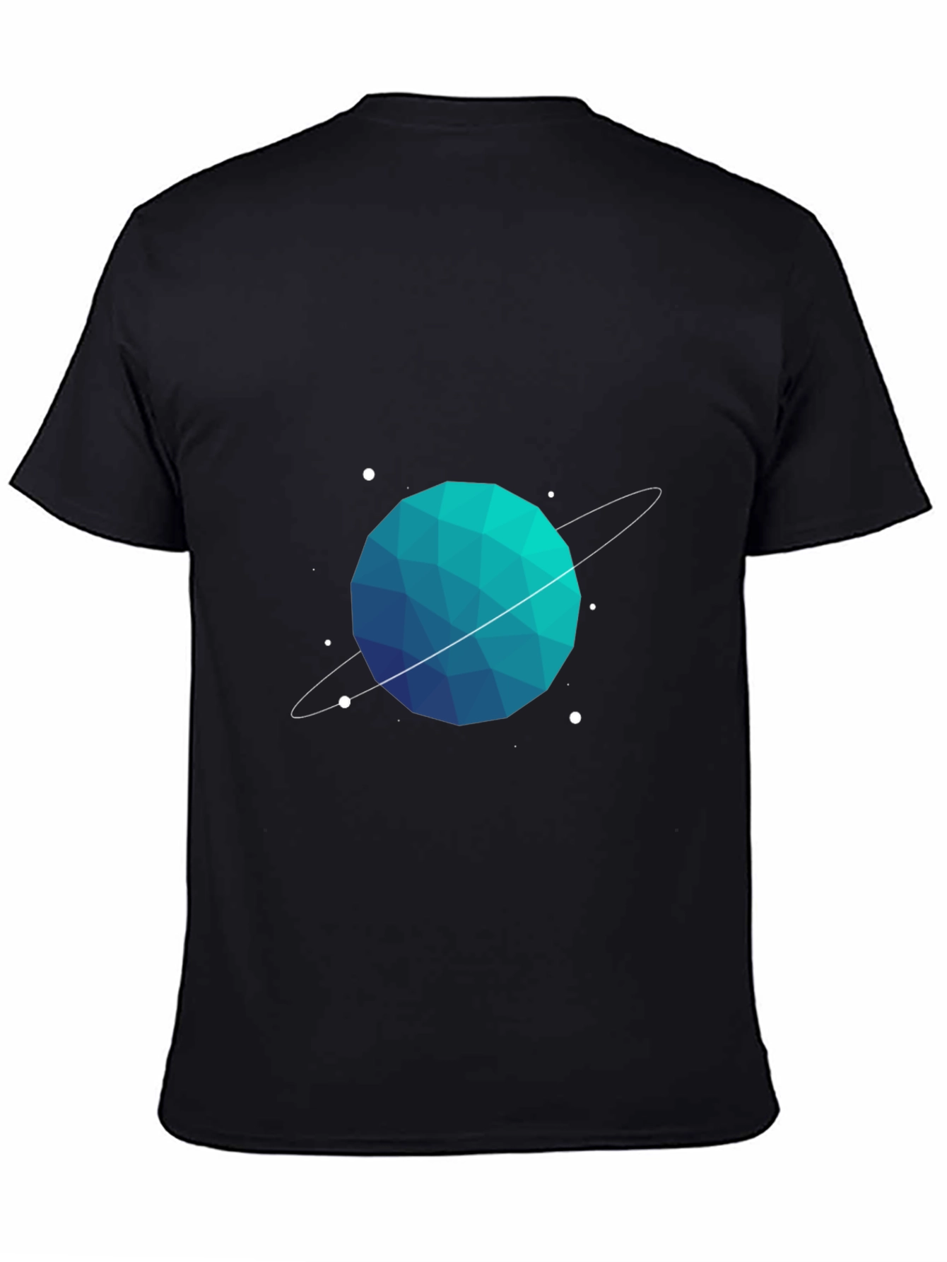 Geometric Planet Graphic Tee - Black Cotton Blend