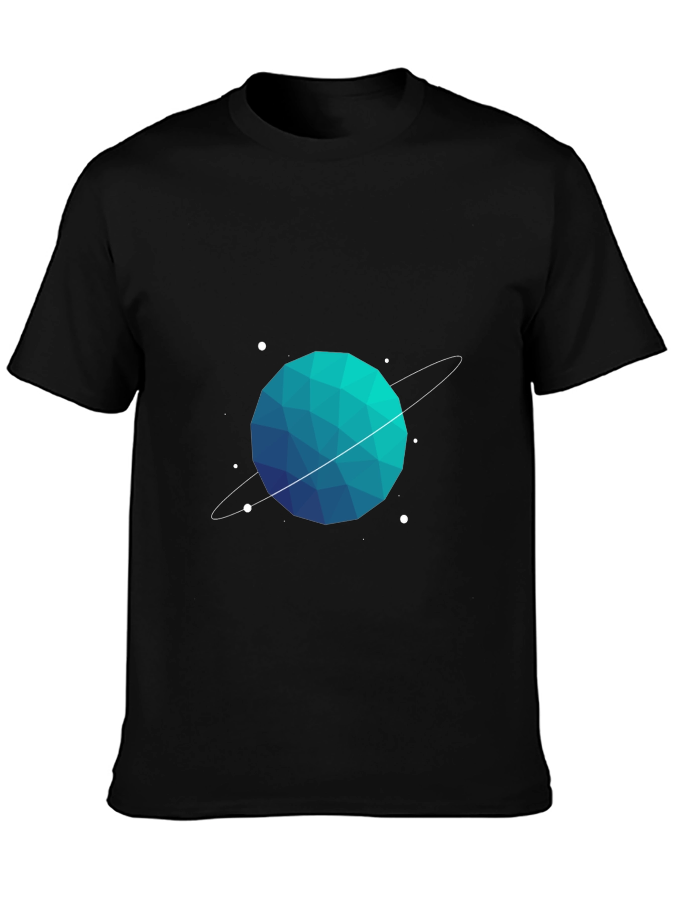Geometric Planet Graphic Tee - Black Cotton Blend