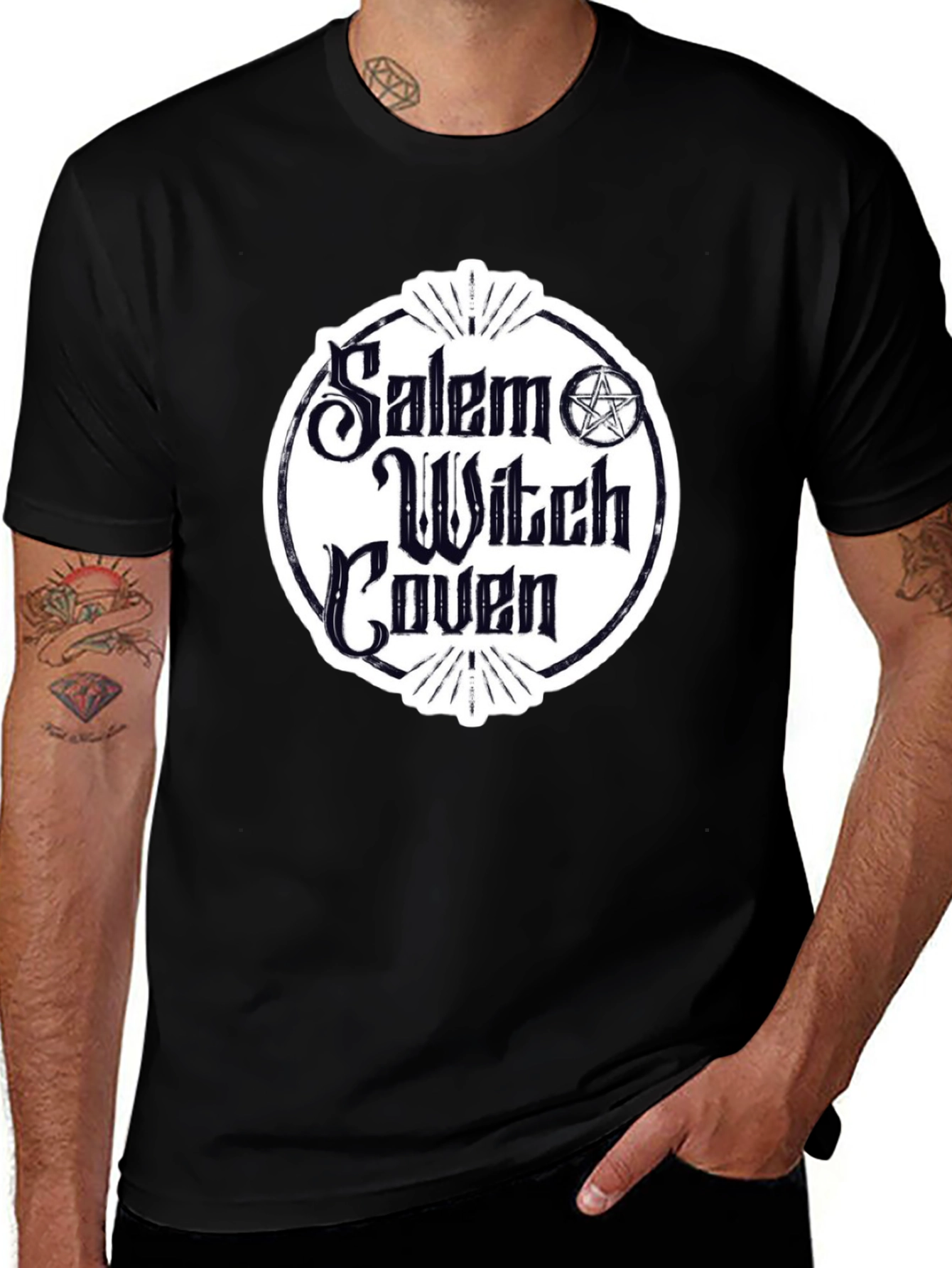 Salem Witch Coven Graphic T-Shirt - Black Cotton Tee