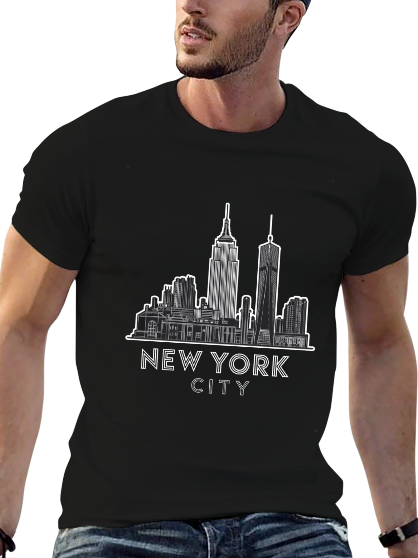 New York City Skyline Graphic Tee - Black