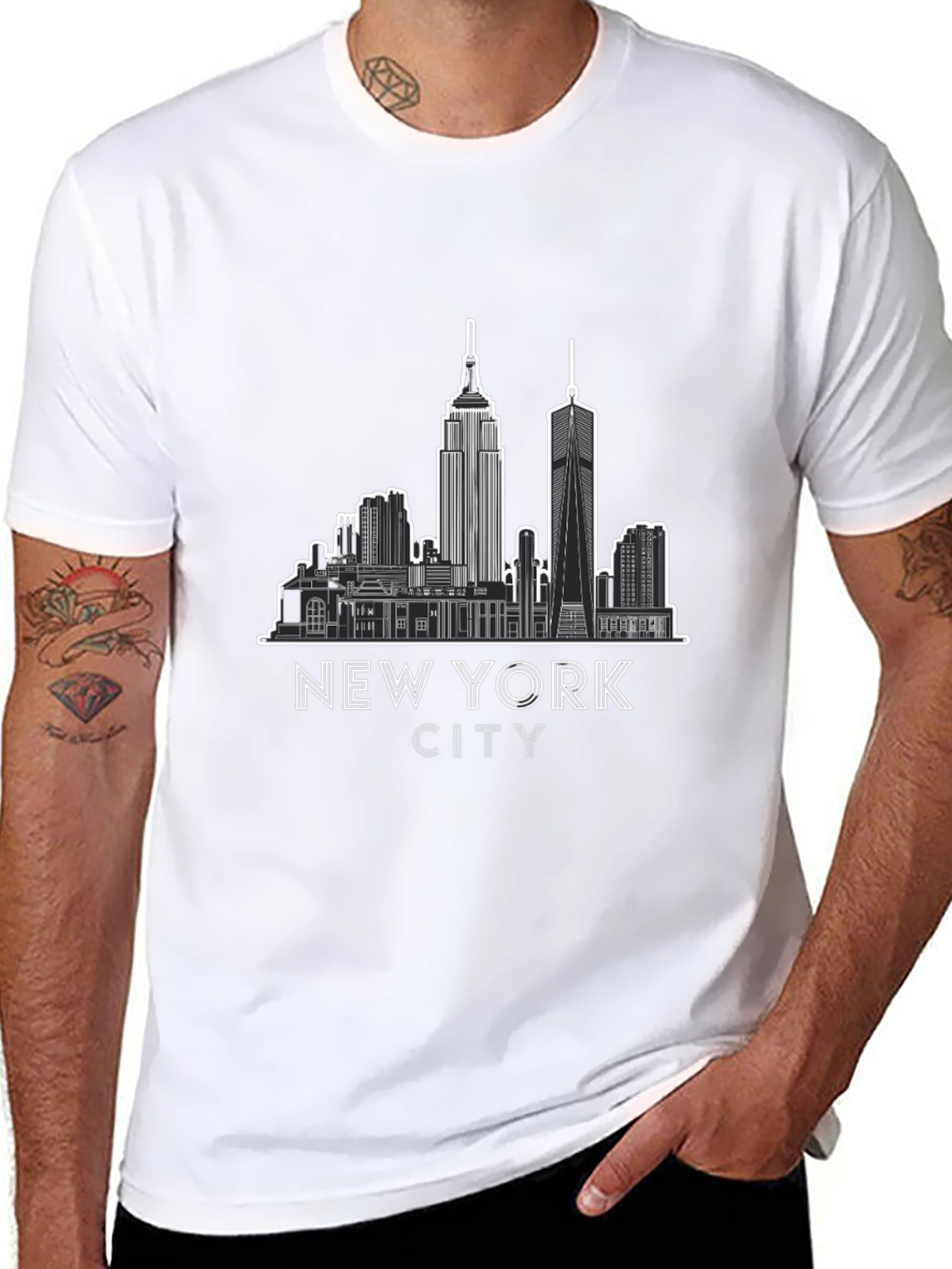 New York City Skyline Graphic Tee - Black