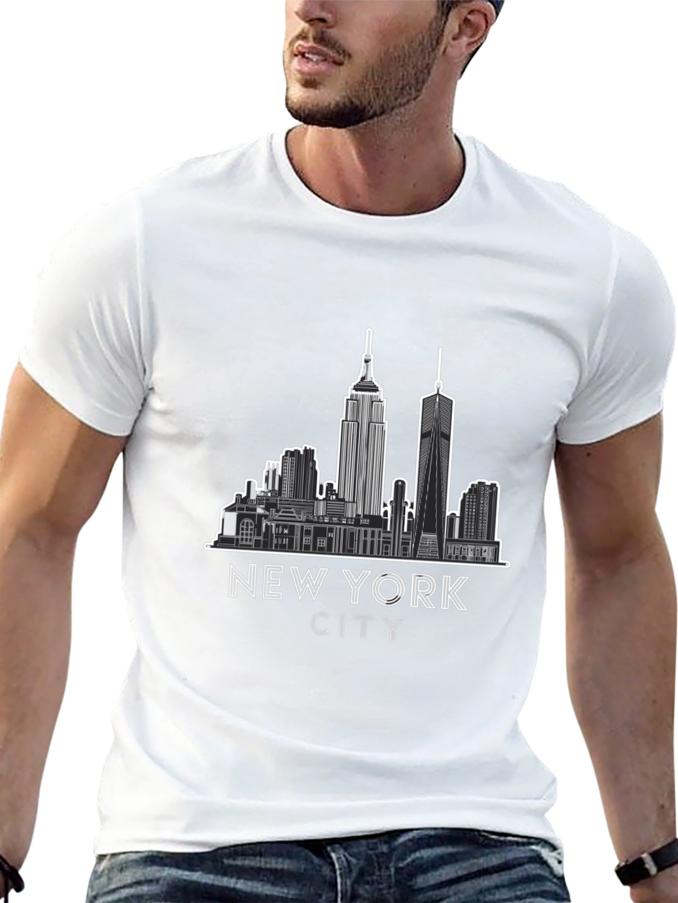 New York City Skyline Graphic Tee - Black