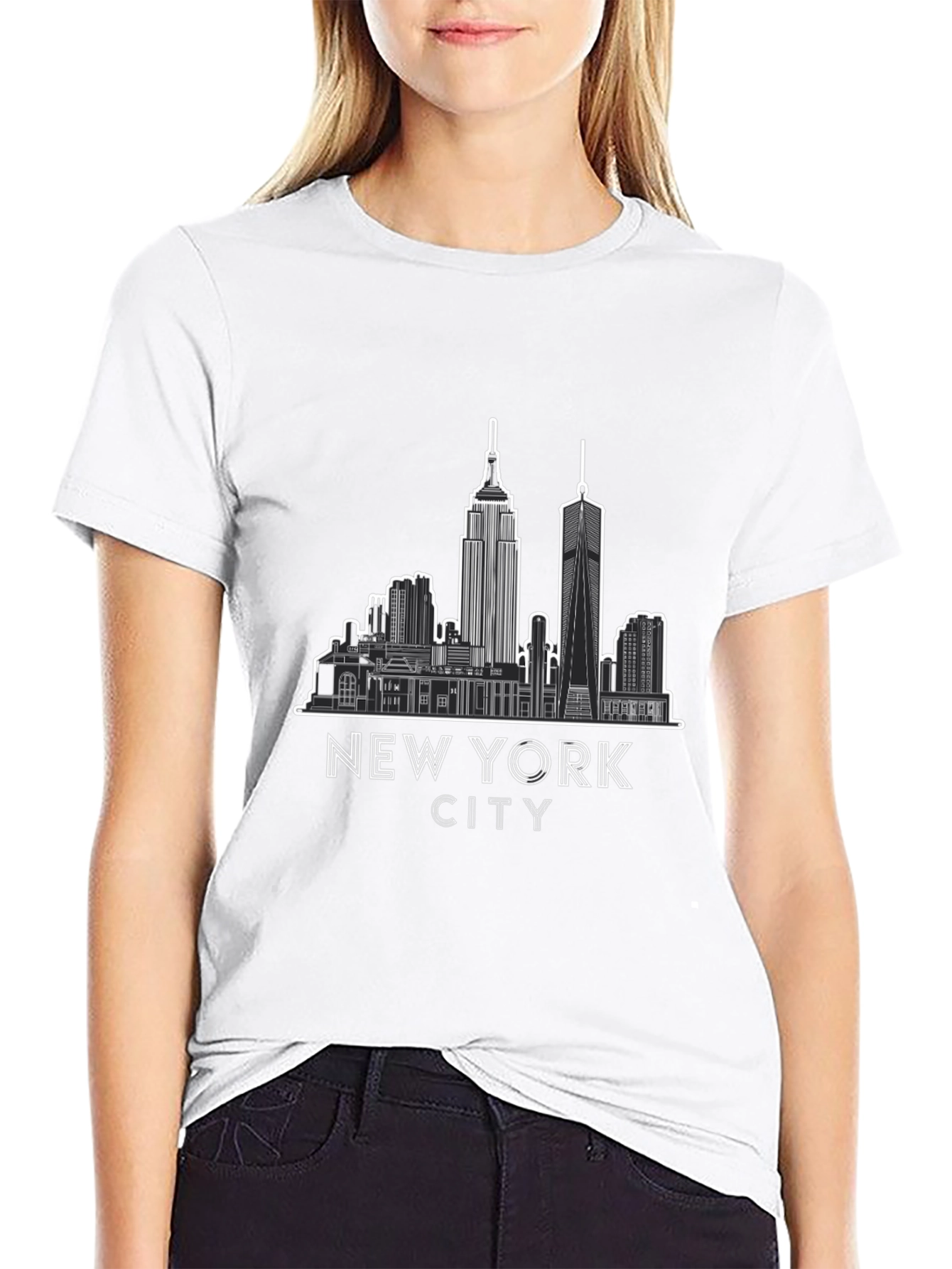 New York City Skyline Graphic Tee - Black