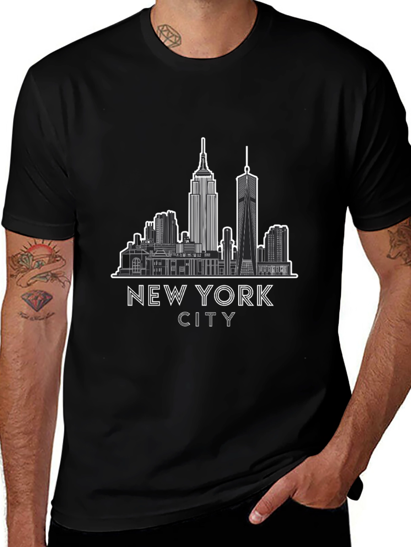 New York City Skyline Graphic Tee - Black