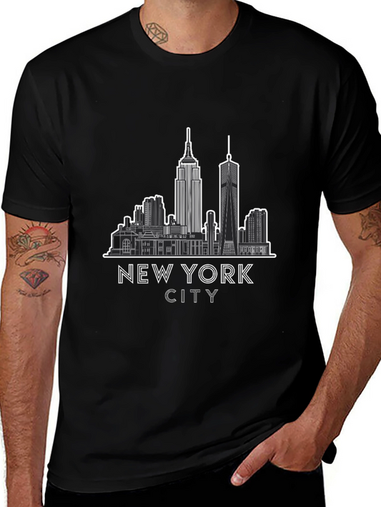 New York City Skyline Graphic Tee - Black