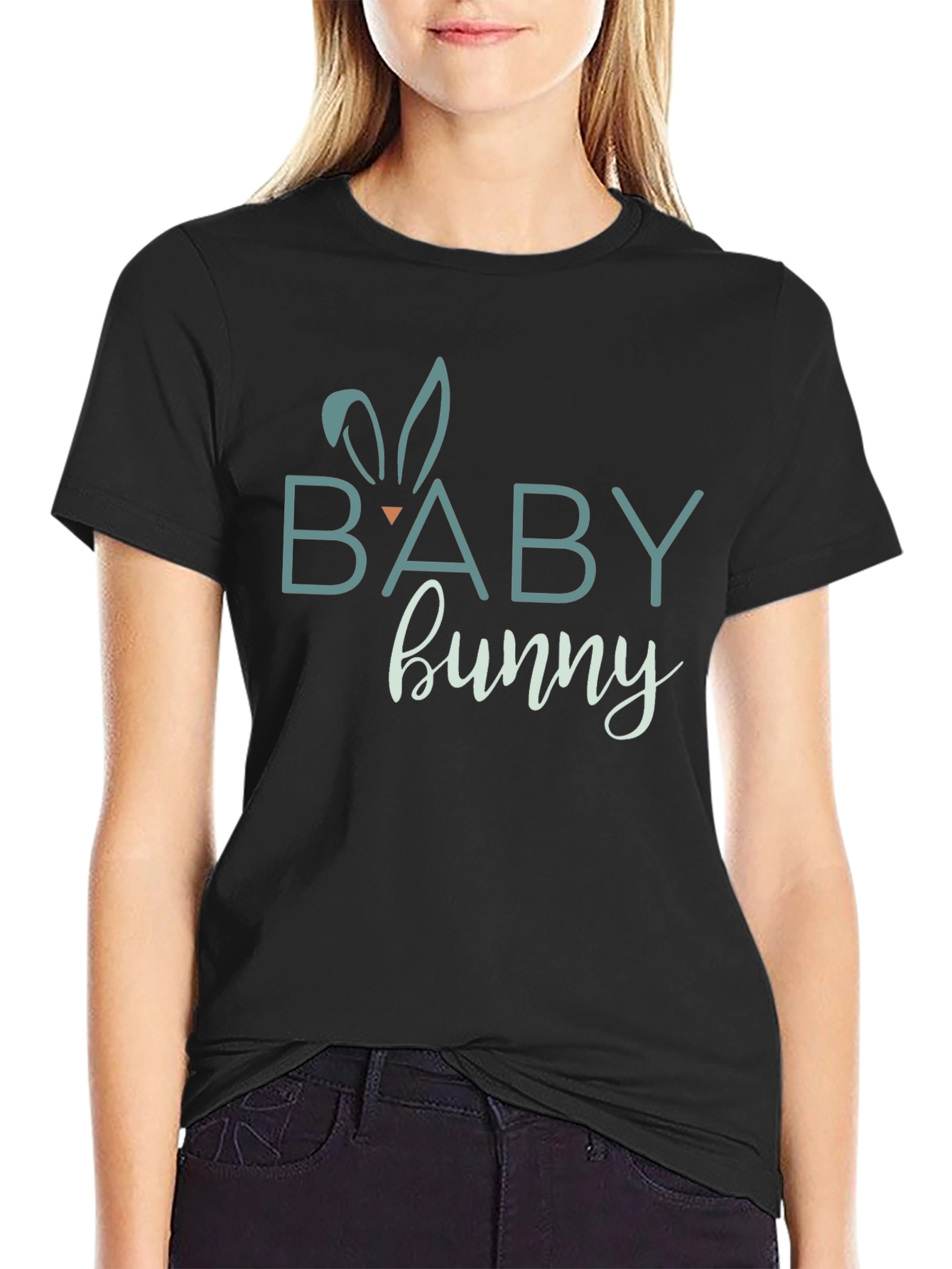Baby Bunny Graphic Tee - Soft Cotton Black T-Shirt