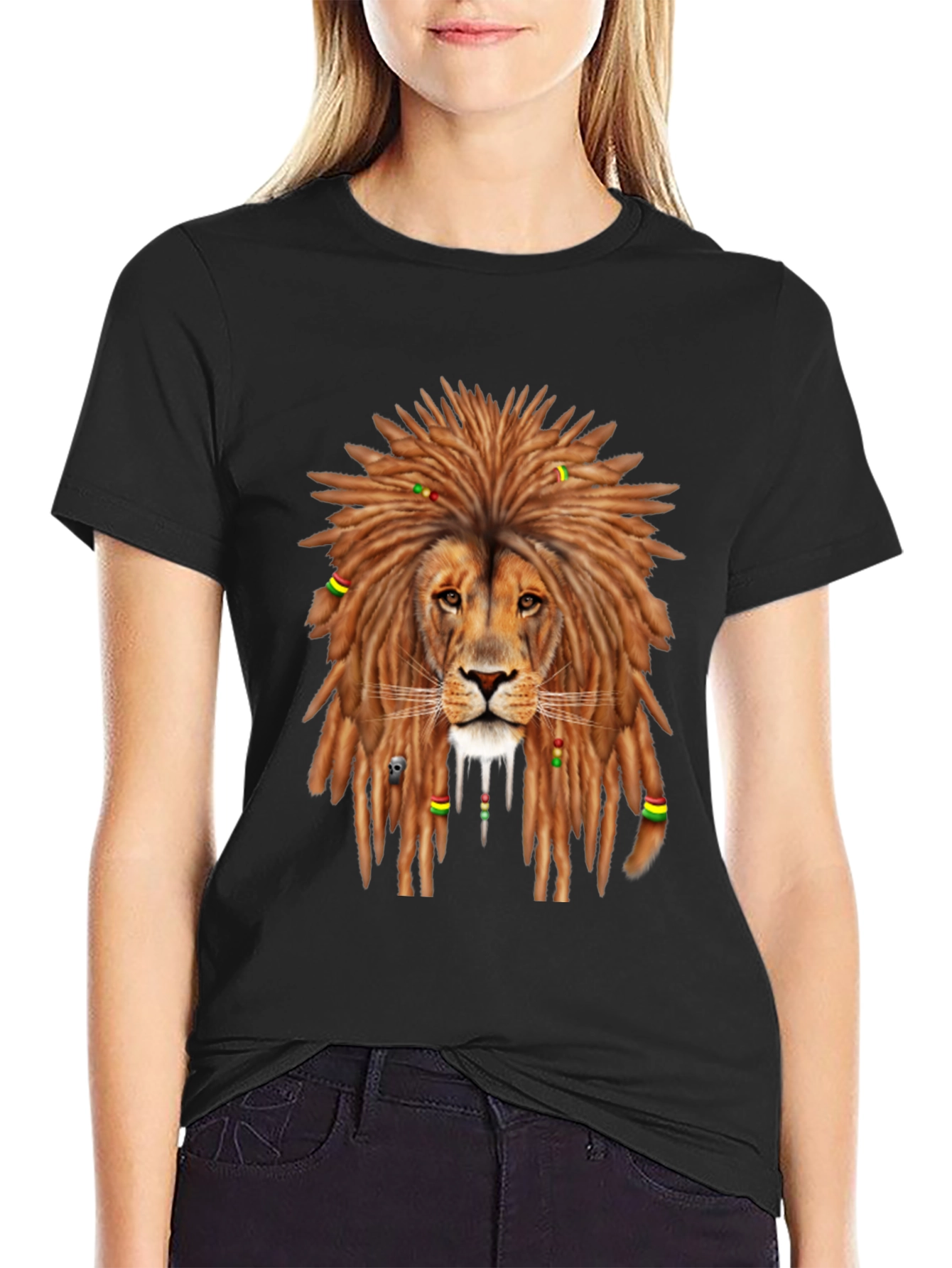 Rasta Lion Graphic Tee - Mens Black T-Shirt