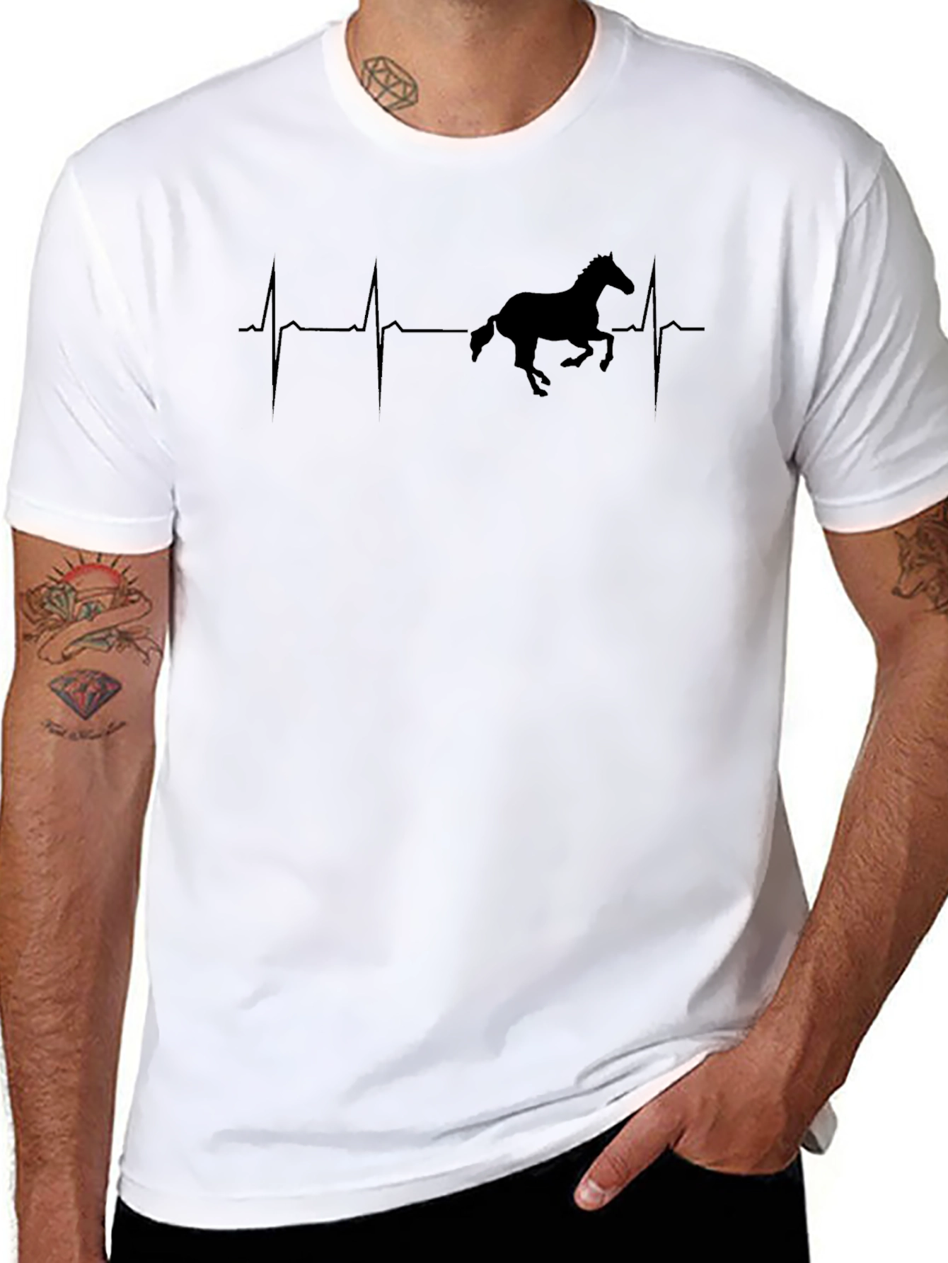 Horse Heartbeat Graphic T-Shirt - Unisex Crew Neck