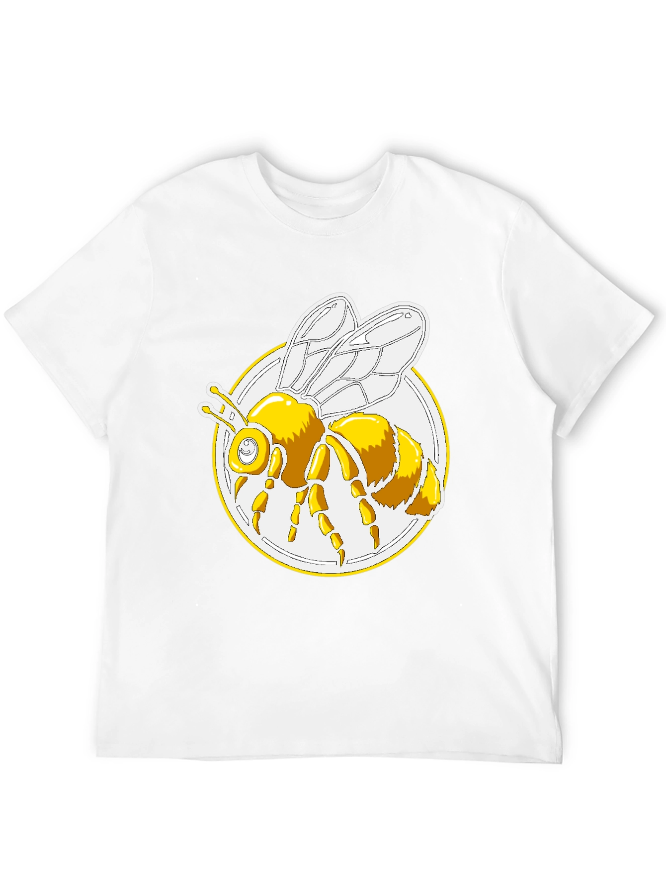 Bee Graphic T-Shirt - Round Design Black Cotton