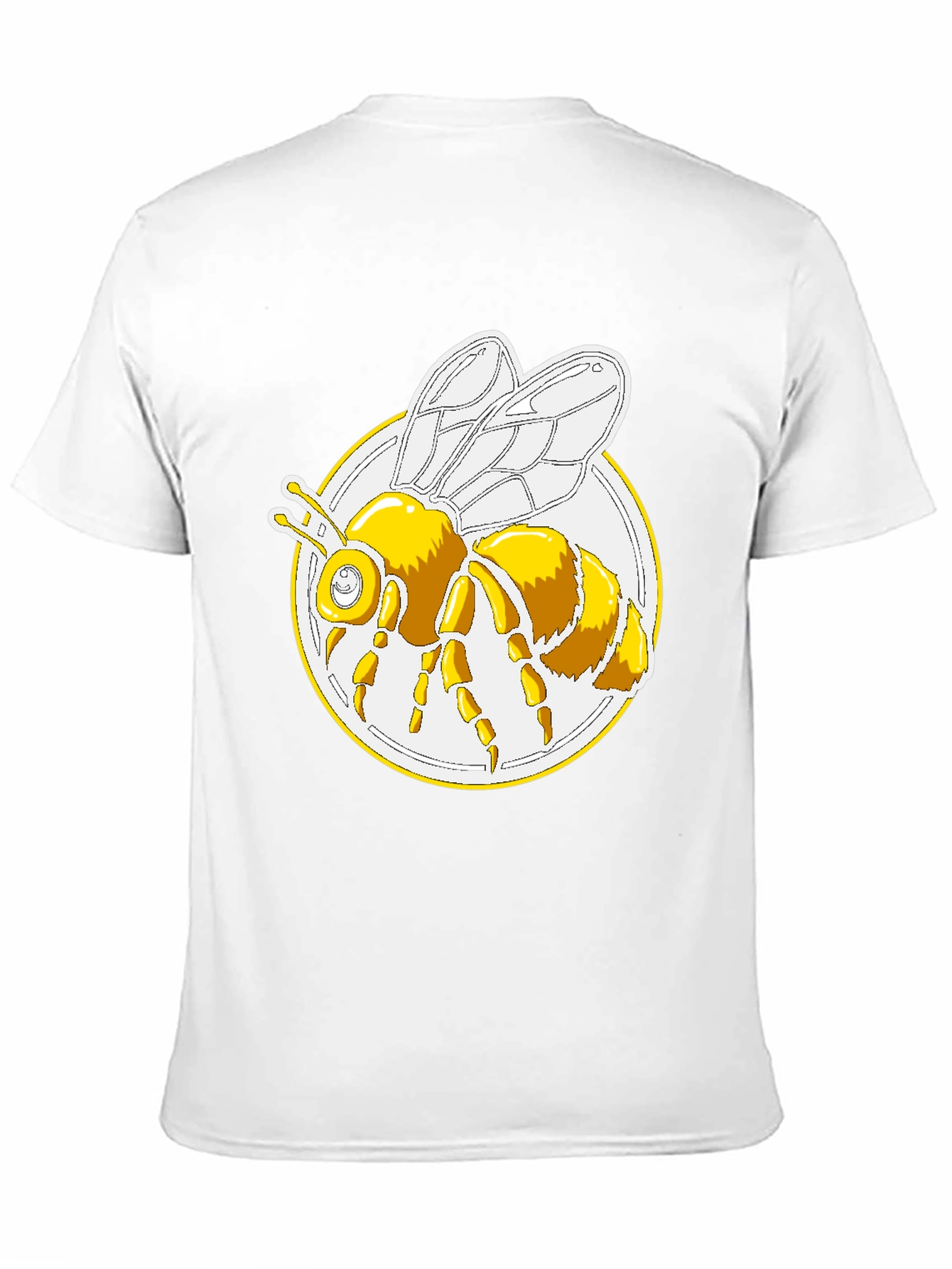 Bee Graphic T-Shirt - Round Design Black Cotton