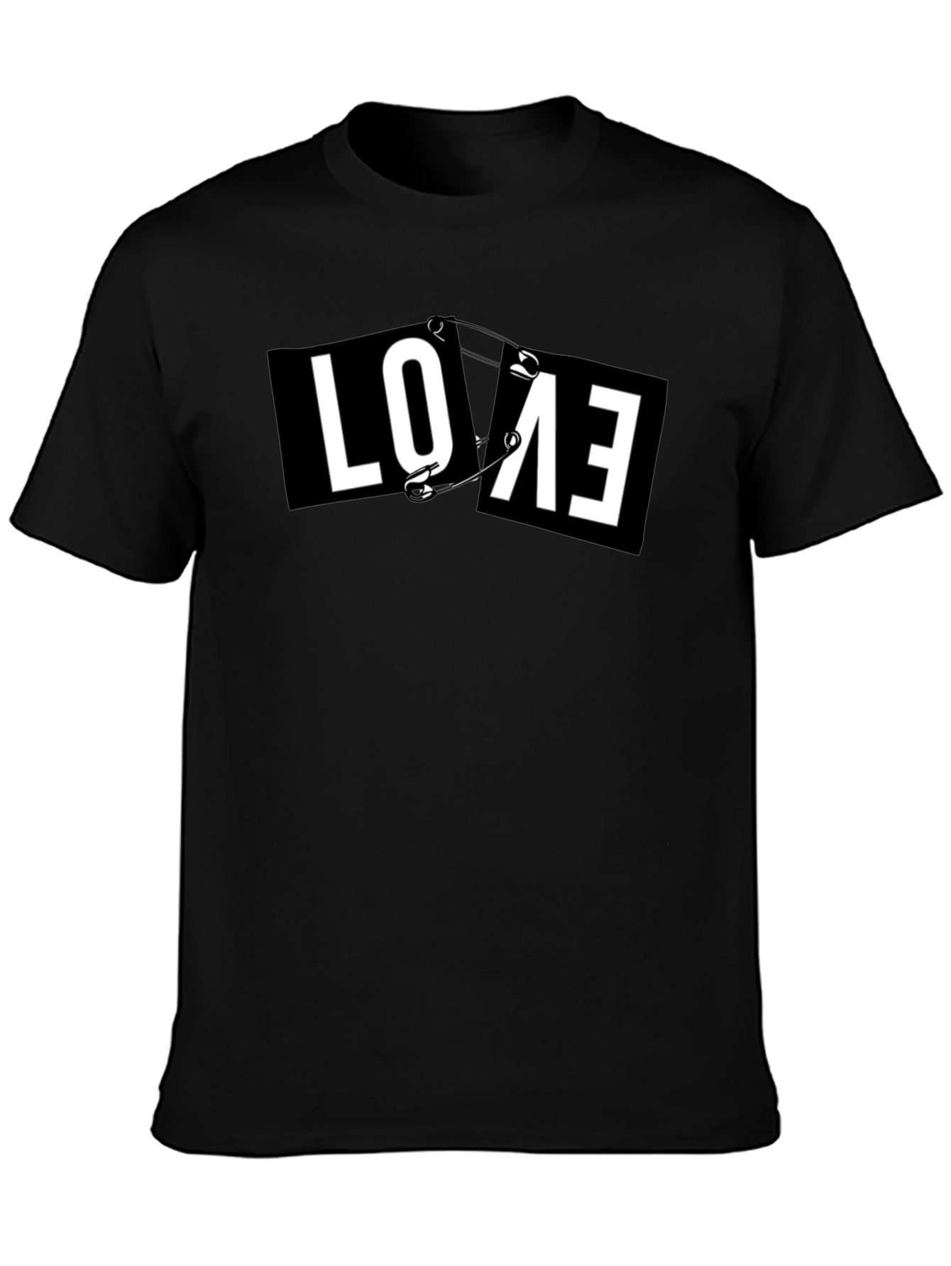 Love Safety Pin Graphic Tee - Black