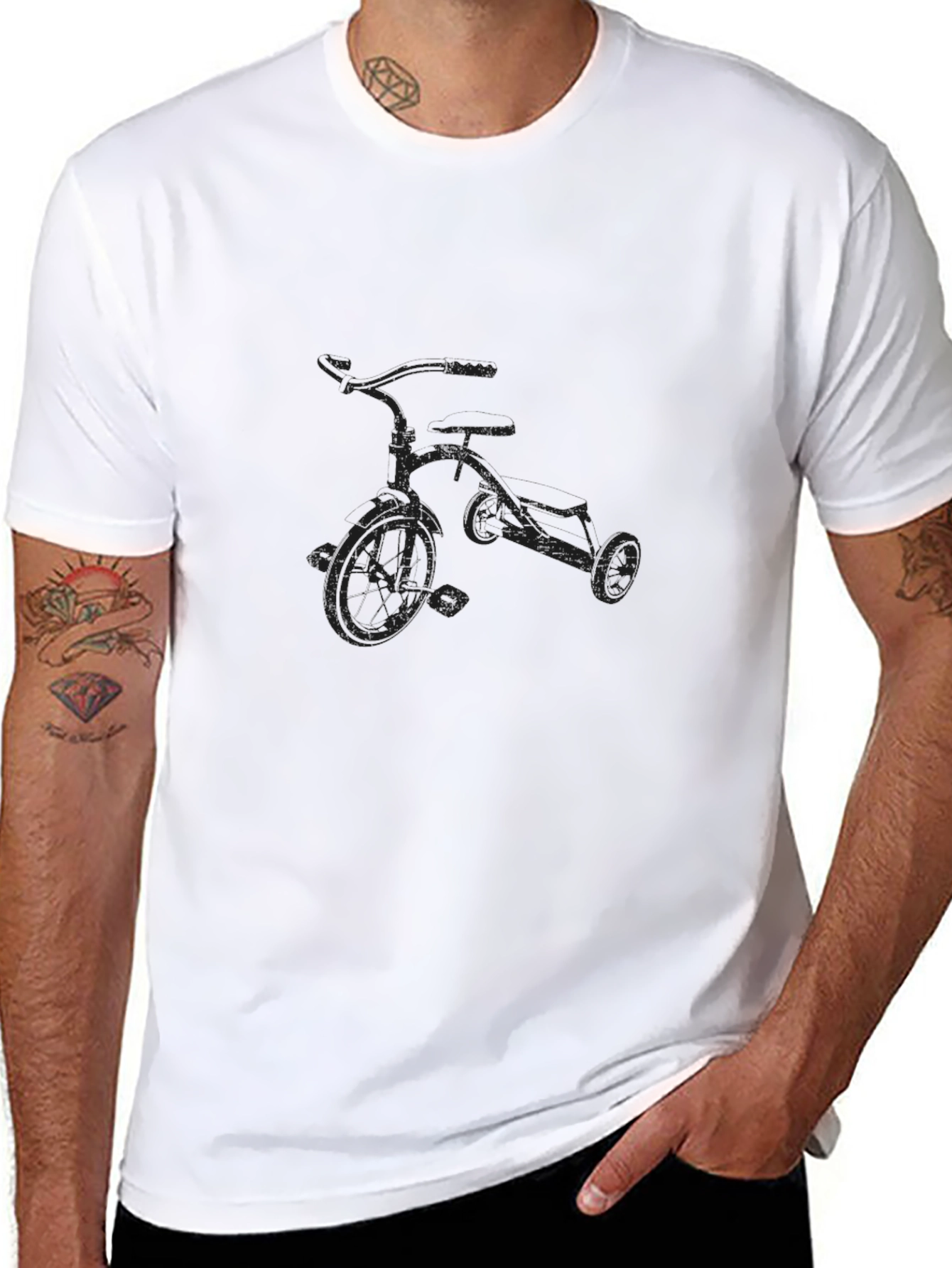 Mens Black Tricycle Graphic Tee - Stylish & Casual