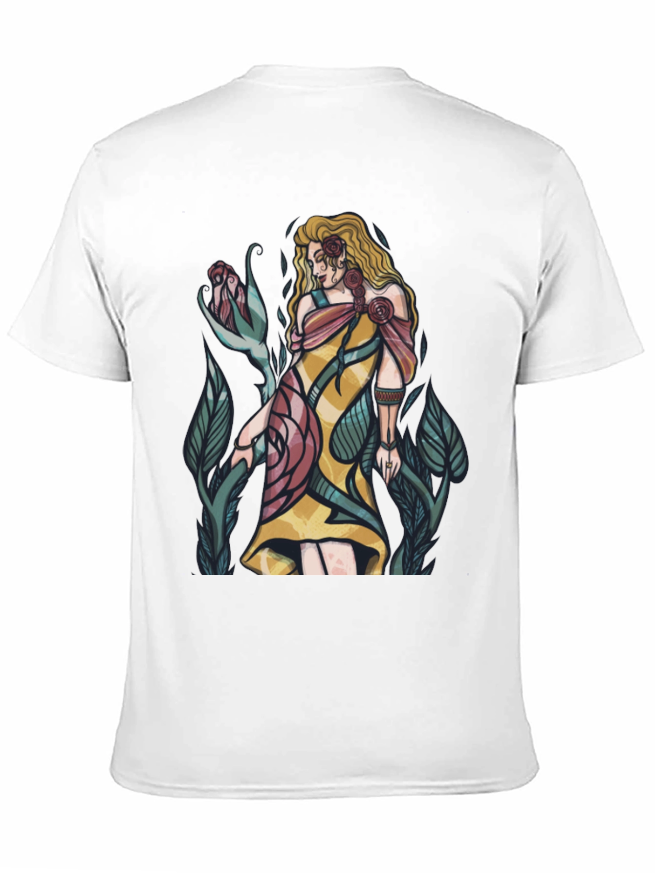Rose Maiden Graphic T-Shirt - Elegant Floral Design