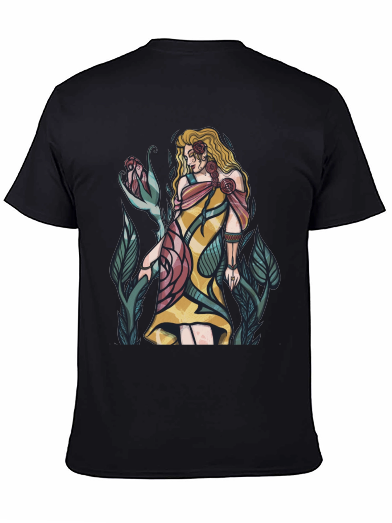 Rose Maiden Graphic T-Shirt - Elegant Floral Design