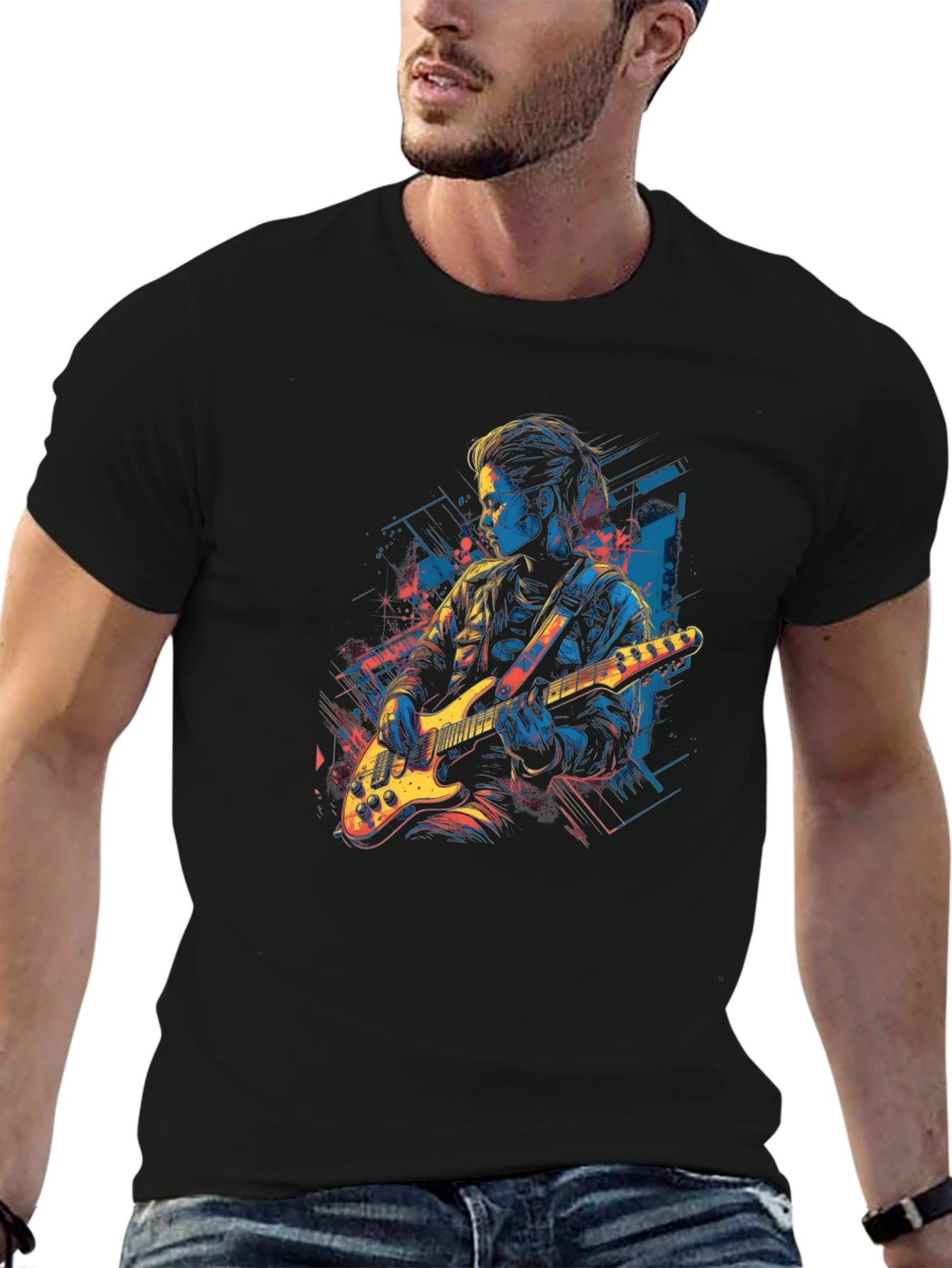 Guitar Player Graphic Black Tee