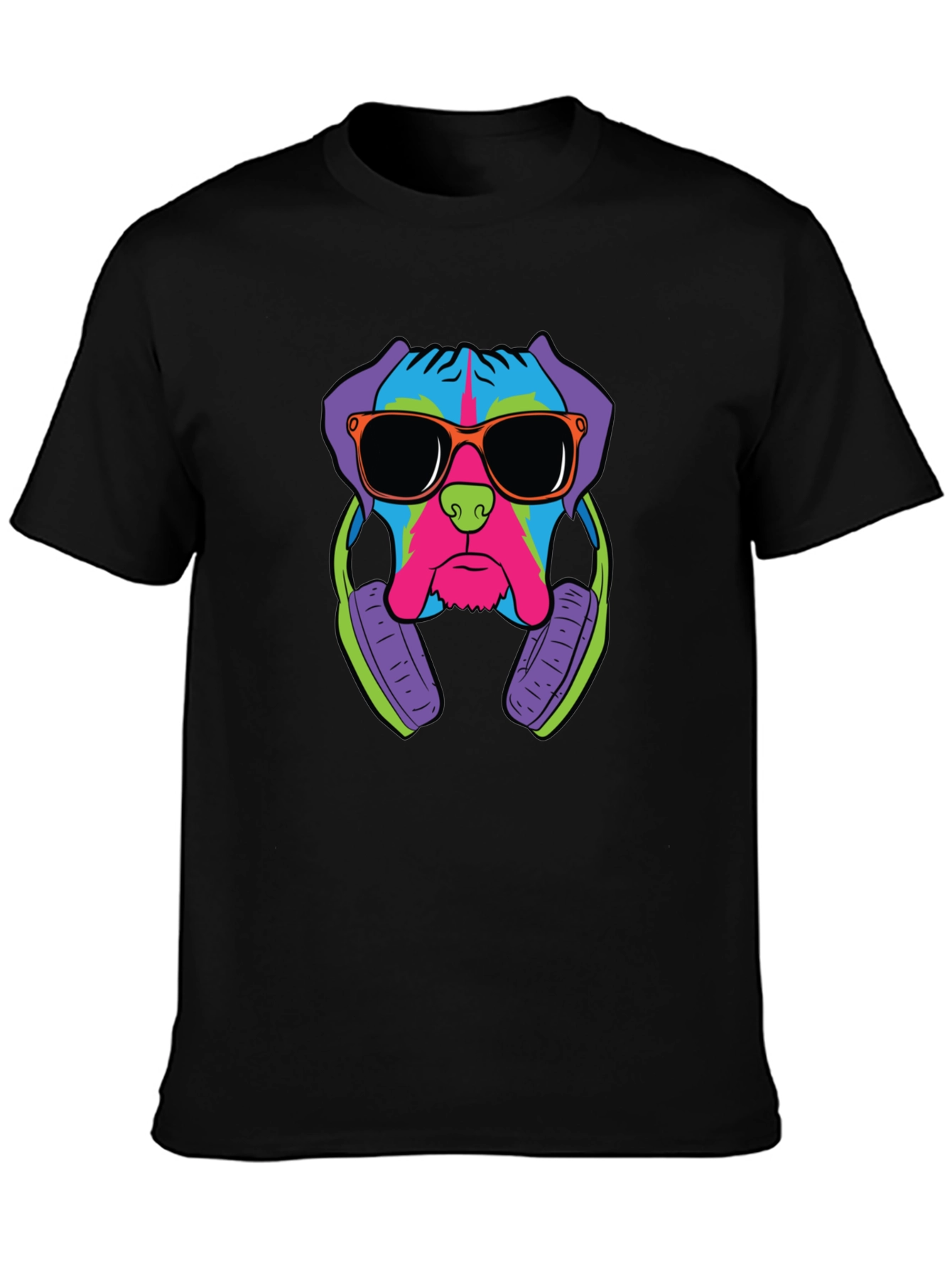Cool Dog Graphic Tee - Black Cotton T-Shirt