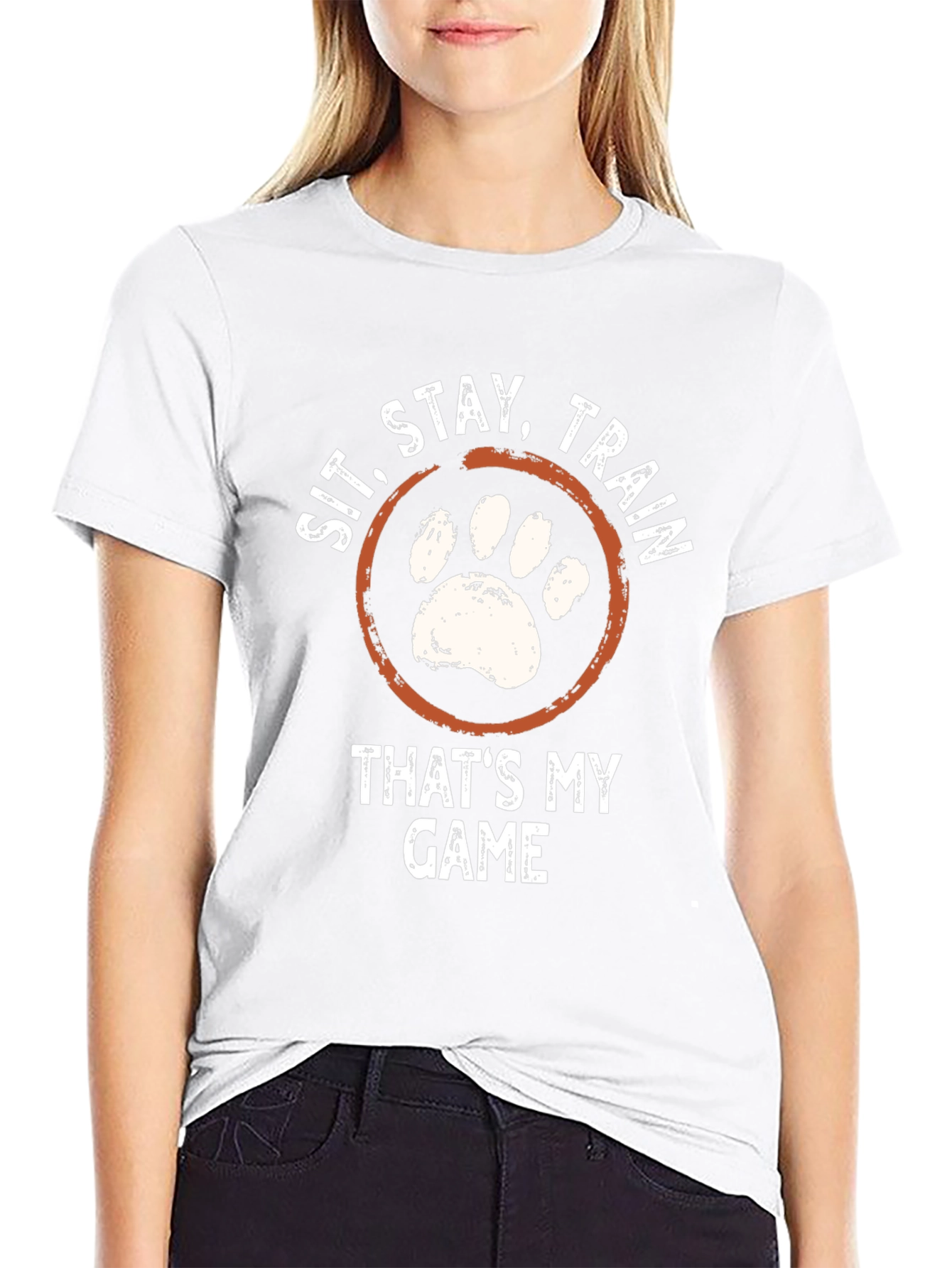 Sit Stay Train Dog Paw T-Shirt