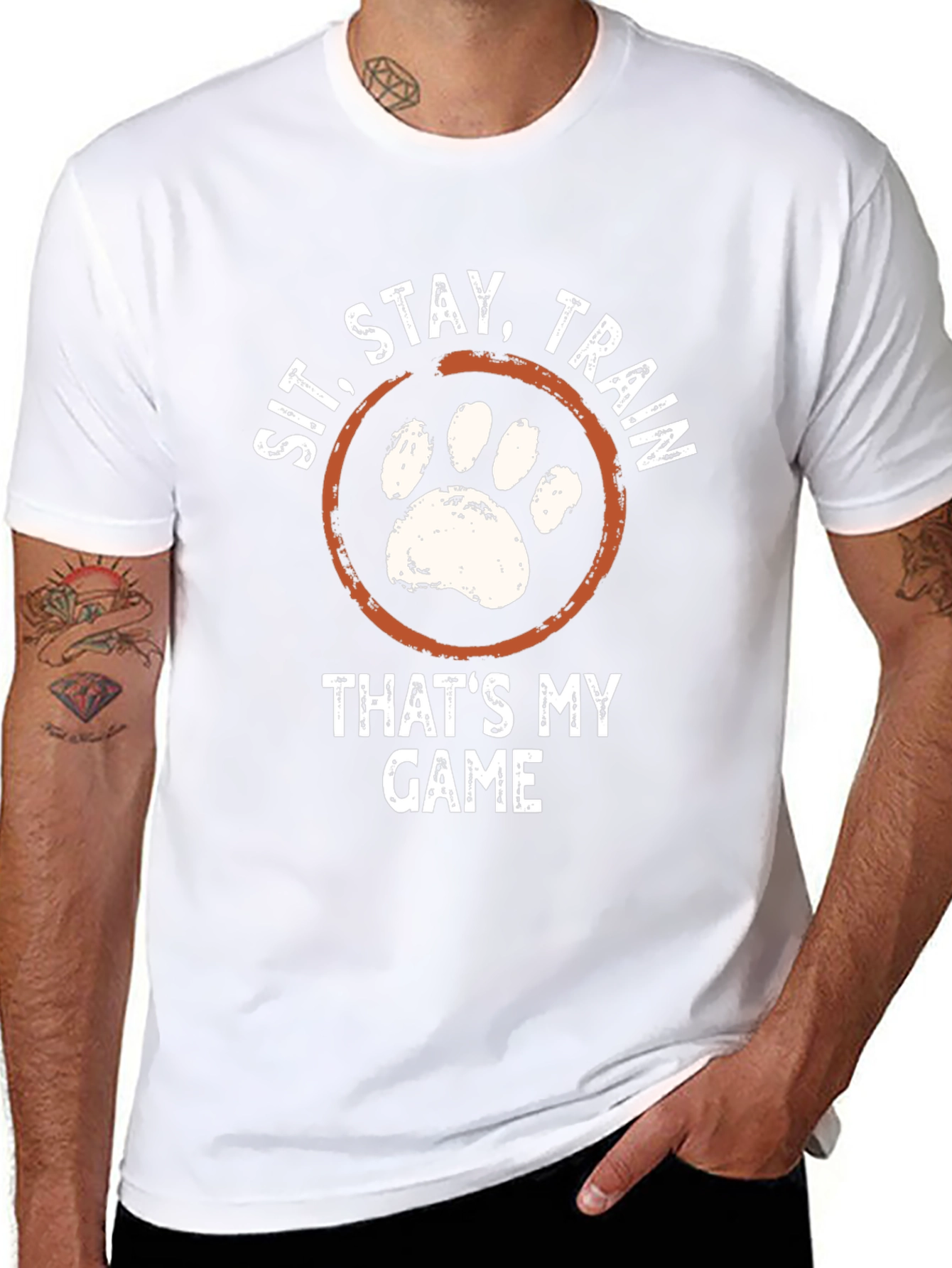 Sit Stay Train Dog Paw T-Shirt