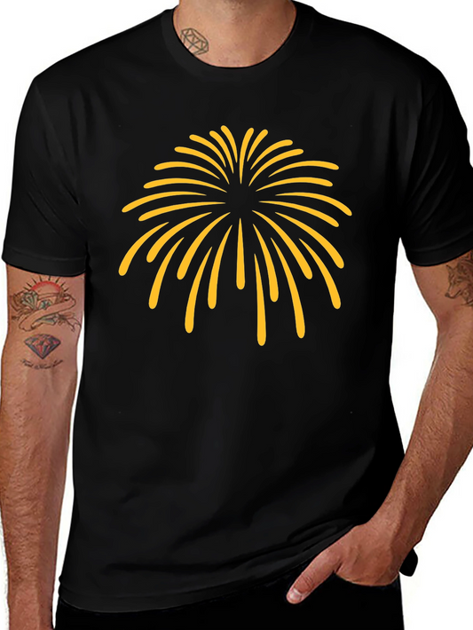 Black T-Shirt with Firework Design