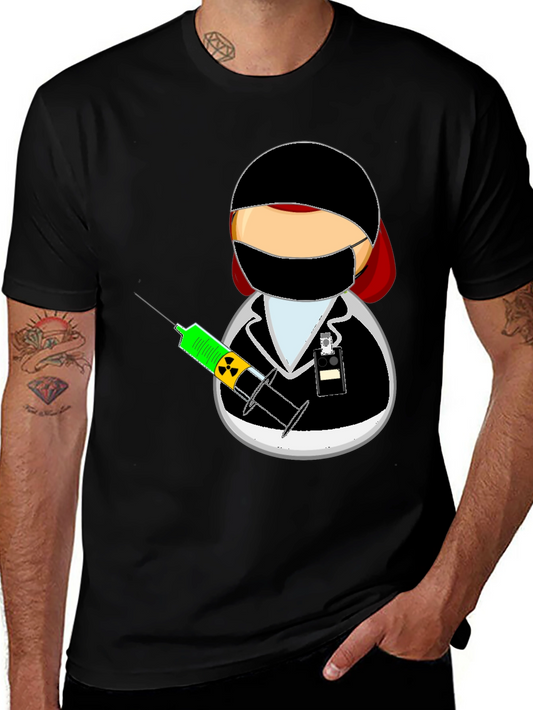 Doctor Cartoon Black T-Shirt
