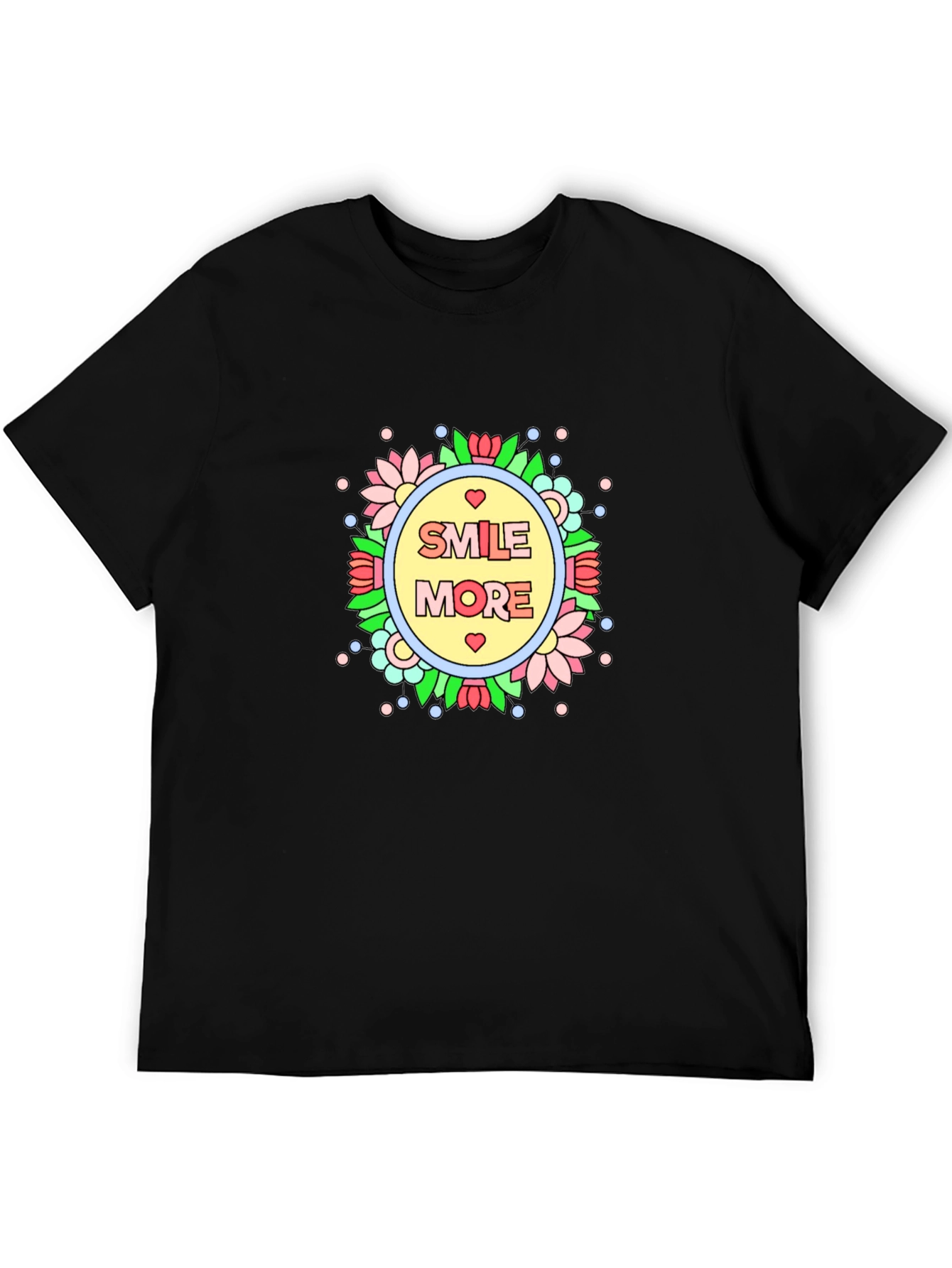 Smile More Graphic Tee - Black Cotton T-Shirt