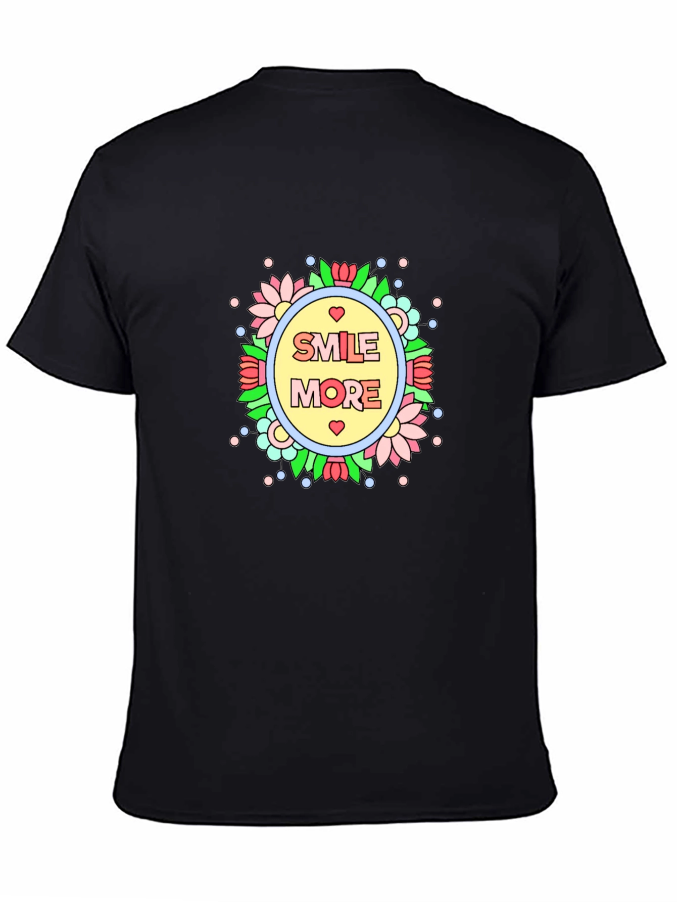 Smile More Graphic Tee - Black Cotton T-Shirt