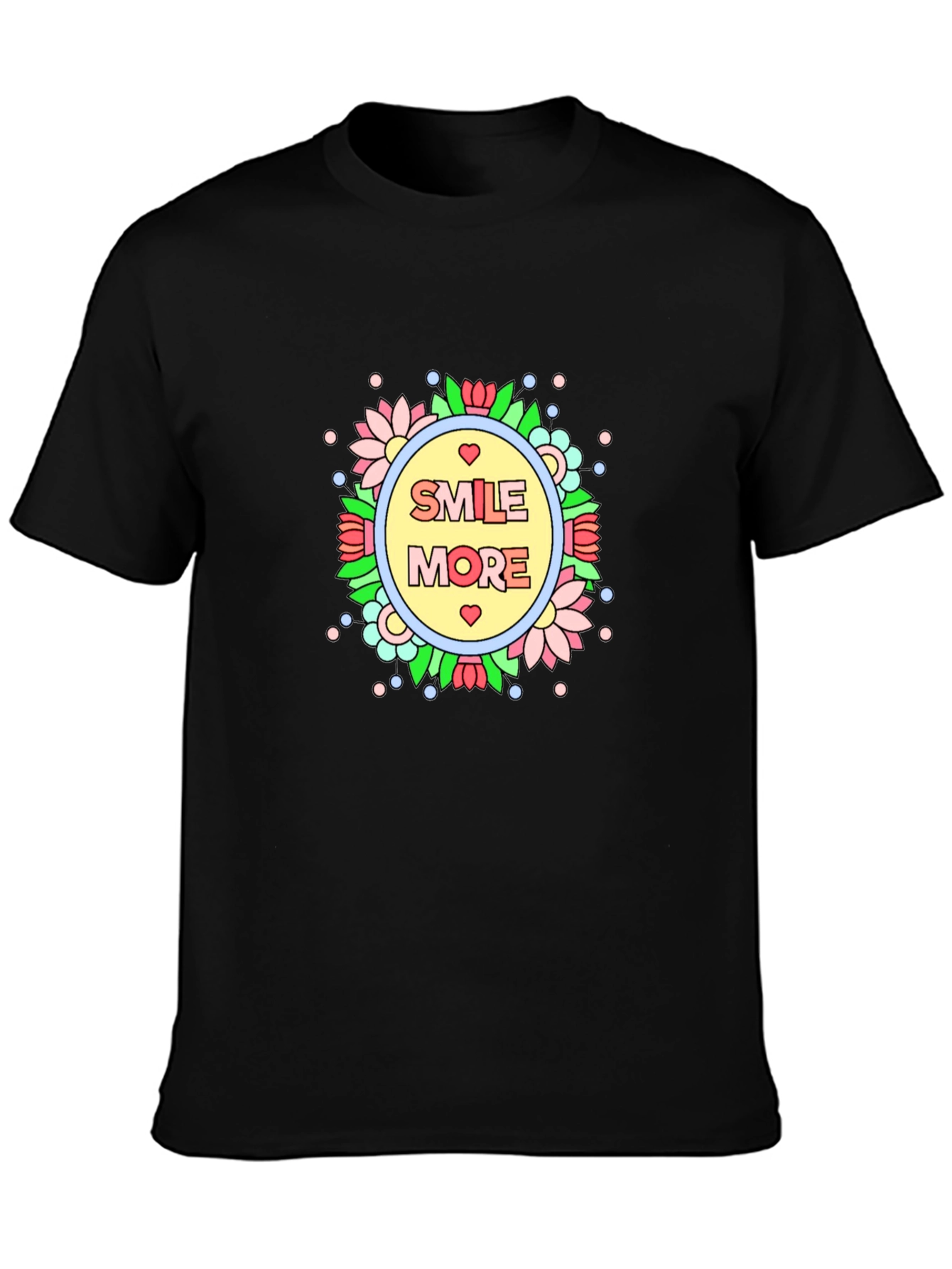 Smile More Graphic Tee - Black Cotton T-Shirt